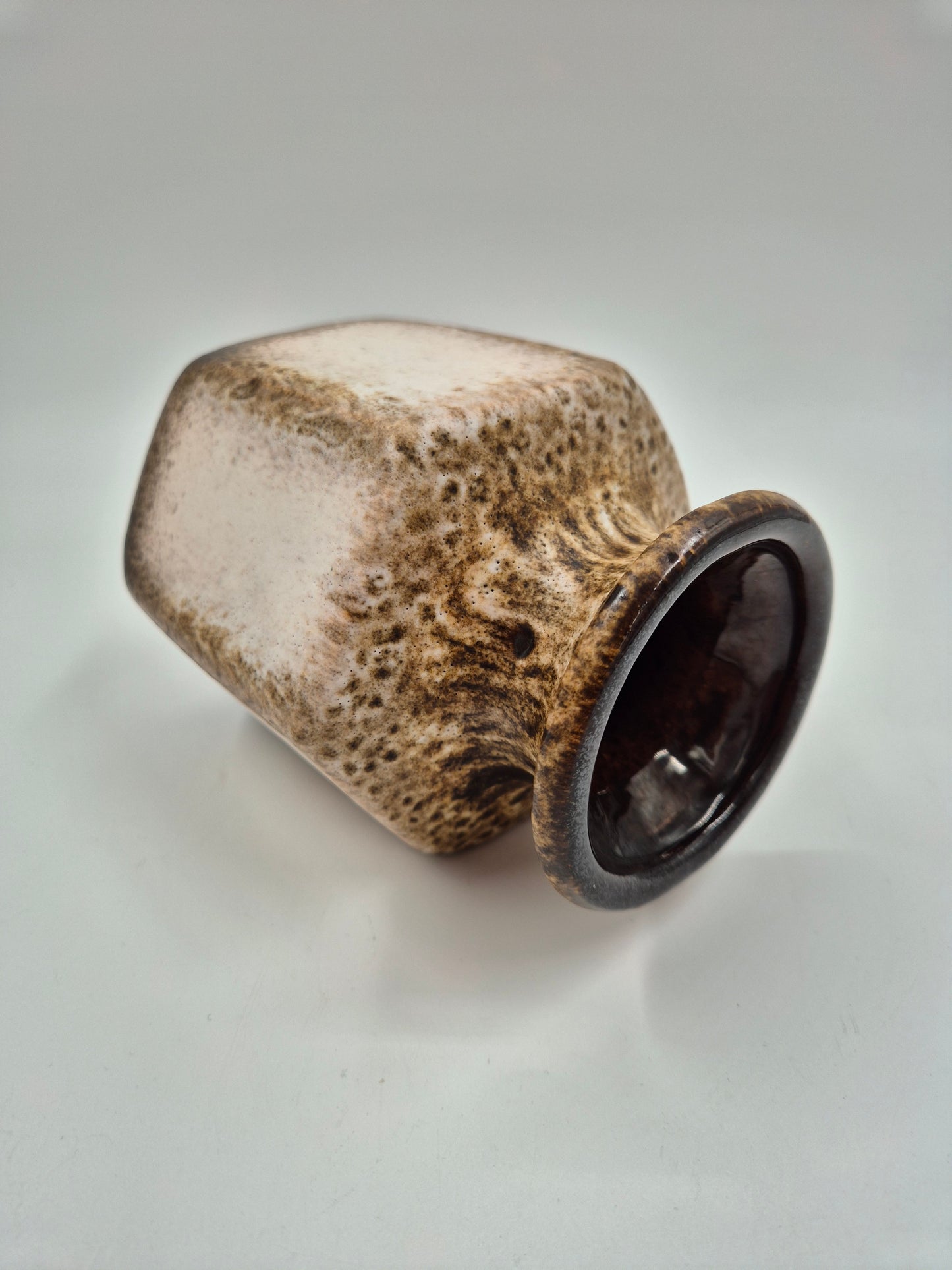 Scheurich Keramik 297-16 Vase – Vintage West German Pottery Vase in Brown & Cream Glaze | Mid Century Modern