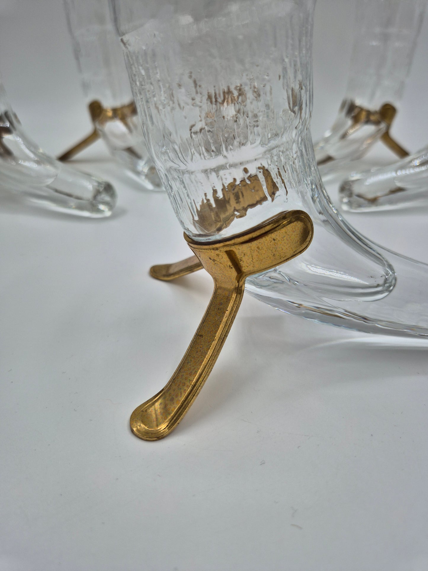 Iittala Harald Beer Horn - Valto Kokko - Vintage Finnish Glass with Brass Stand