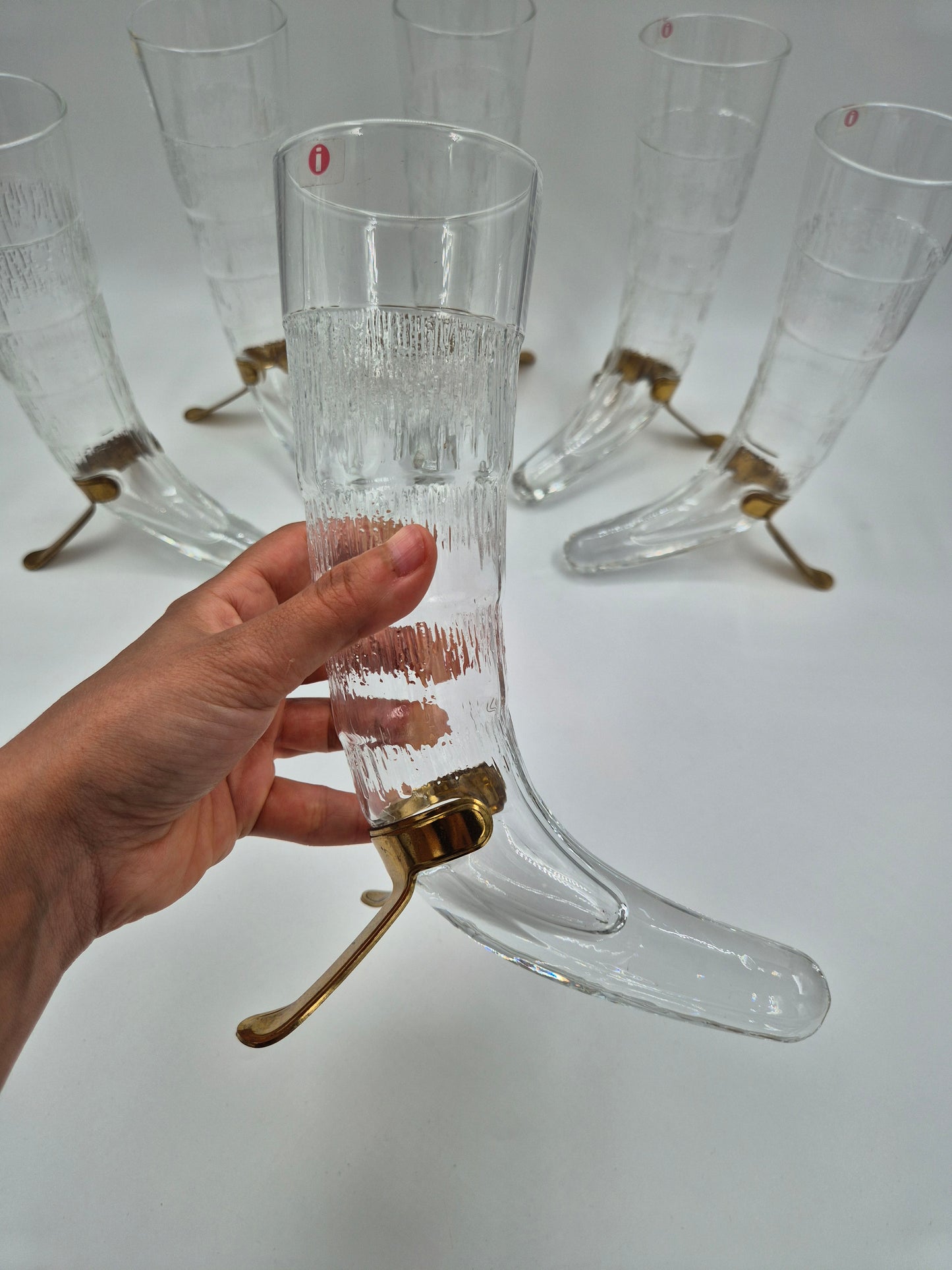 Iittala Harald Beer Horn - Valto Kokko - Vintage Finnish Glass with Brass Stand