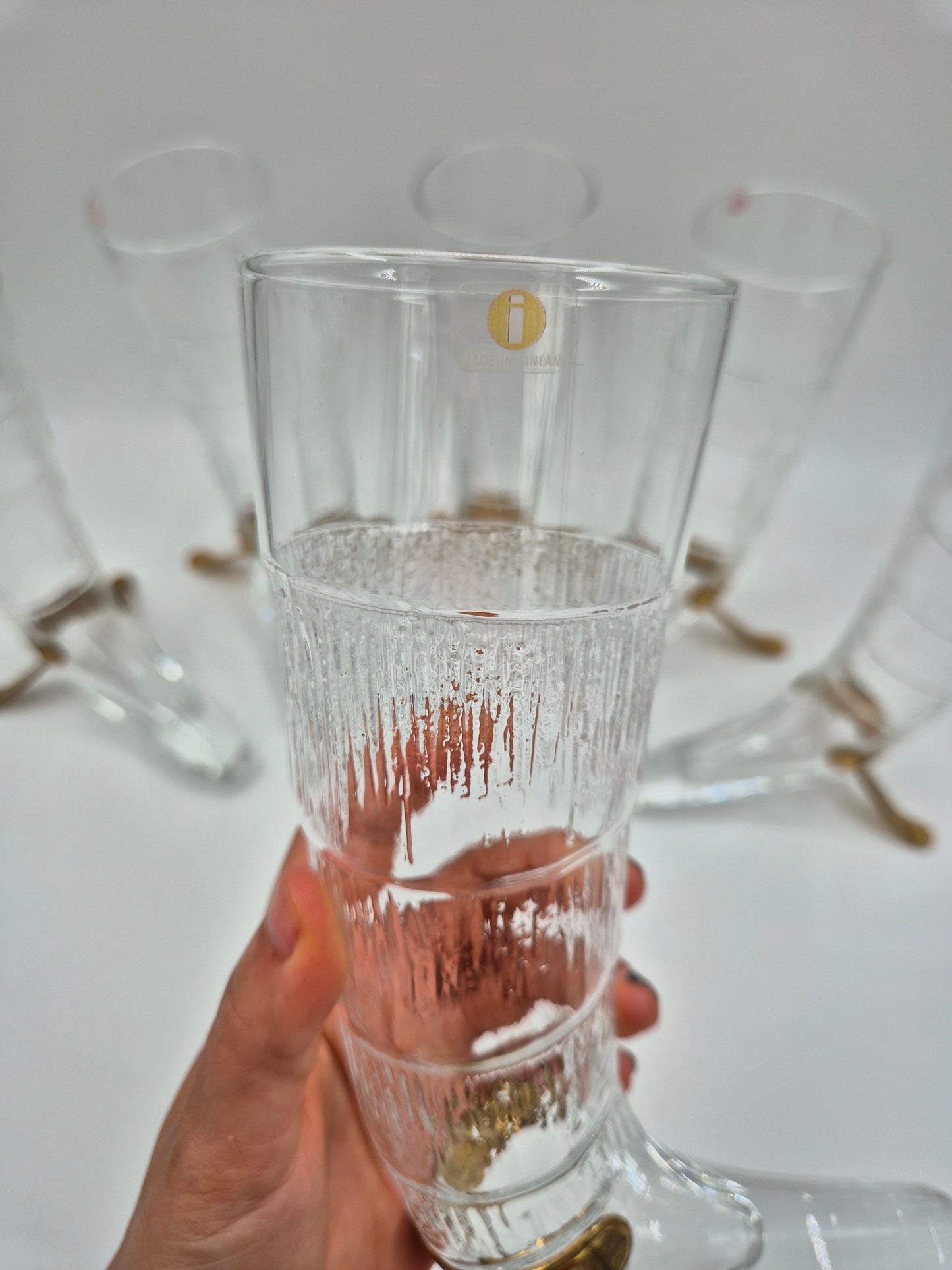 Iittala Harald Beer Horn - Valto Kokko - Vintage Finnish Glass with Brass Stand