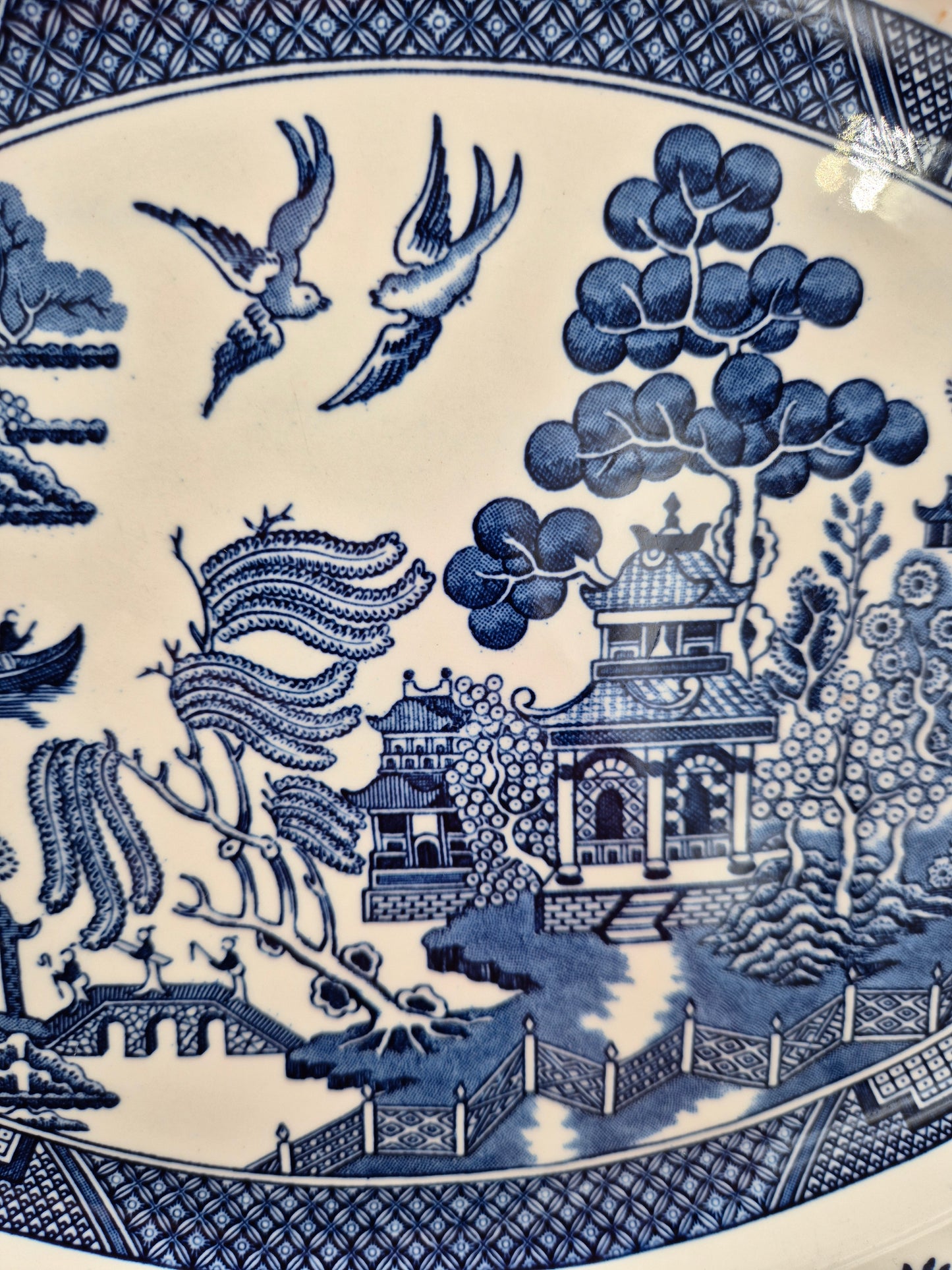 Churchill Willow Blue Oval Serving Platter – 25 x 21 cm – Made in England