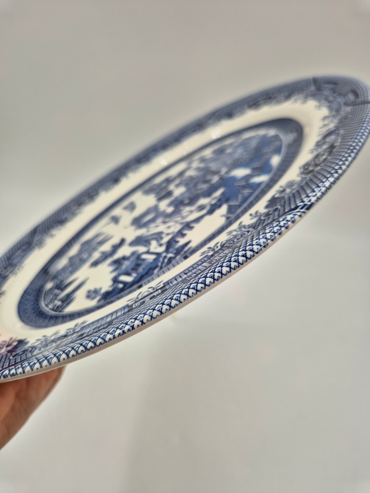 Churchill Willow Blue Oval Serving Platter – 25 x 21 cm – Made in England