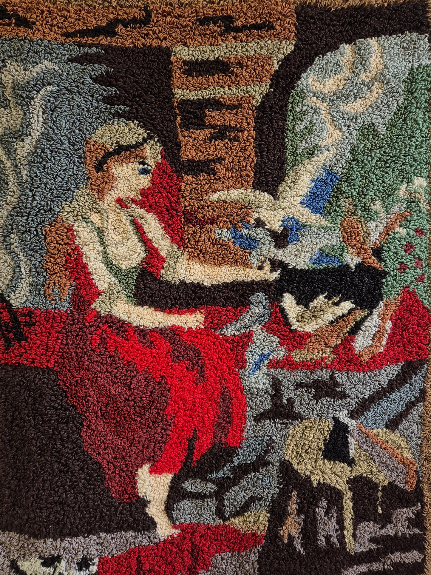 Vintage Finnish Tuhkimo Ryijy Wall Hanging | Cinderella Wool Rug | 1970s Scandinavian Textile Art | 100 x 130 cm