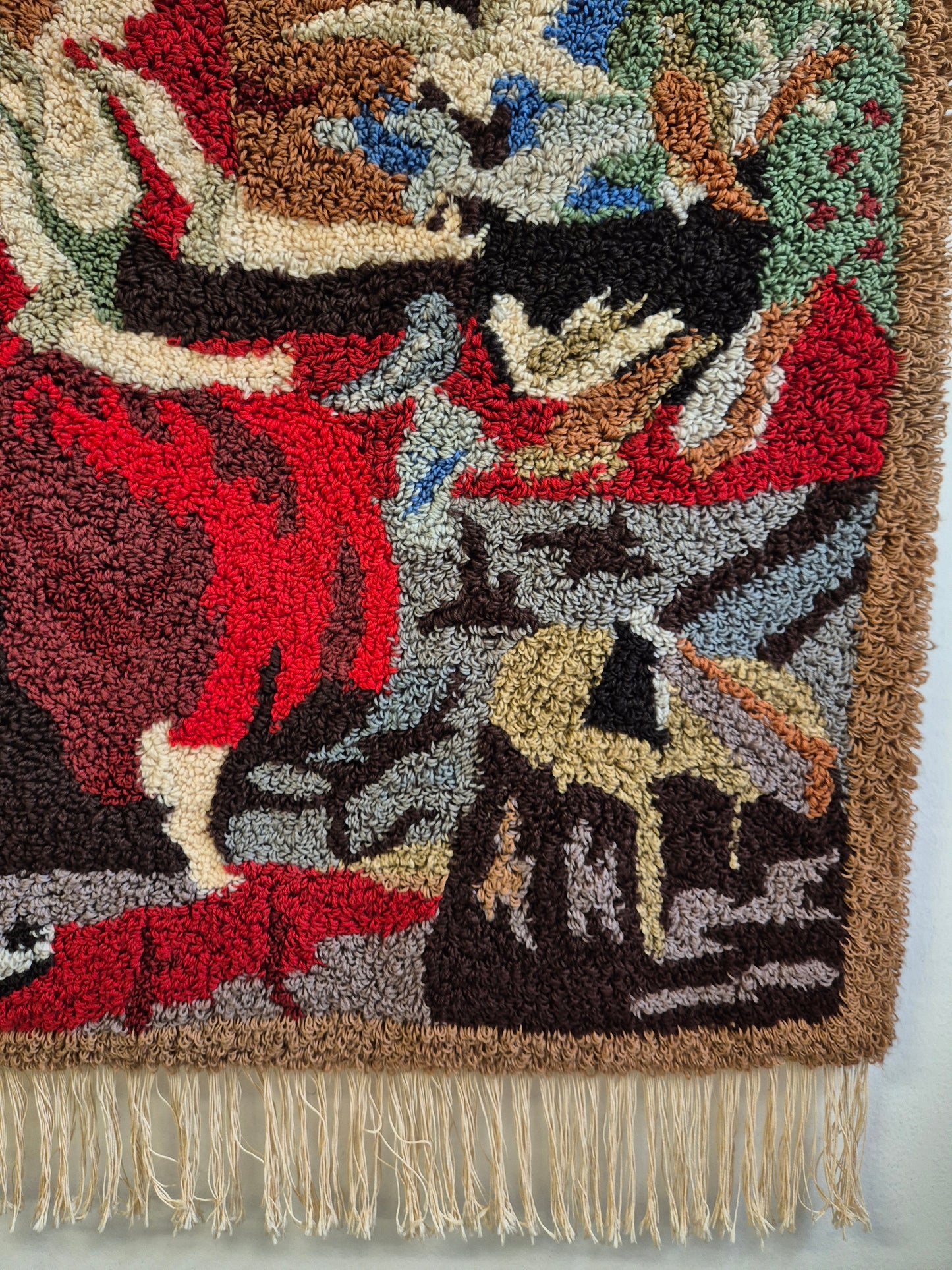 Vintage Finnish Tuhkimo Ryijy Wall Hanging | Cinderella Wool Rug | 1970s Scandinavian Textile Art | 100 x 130 cm