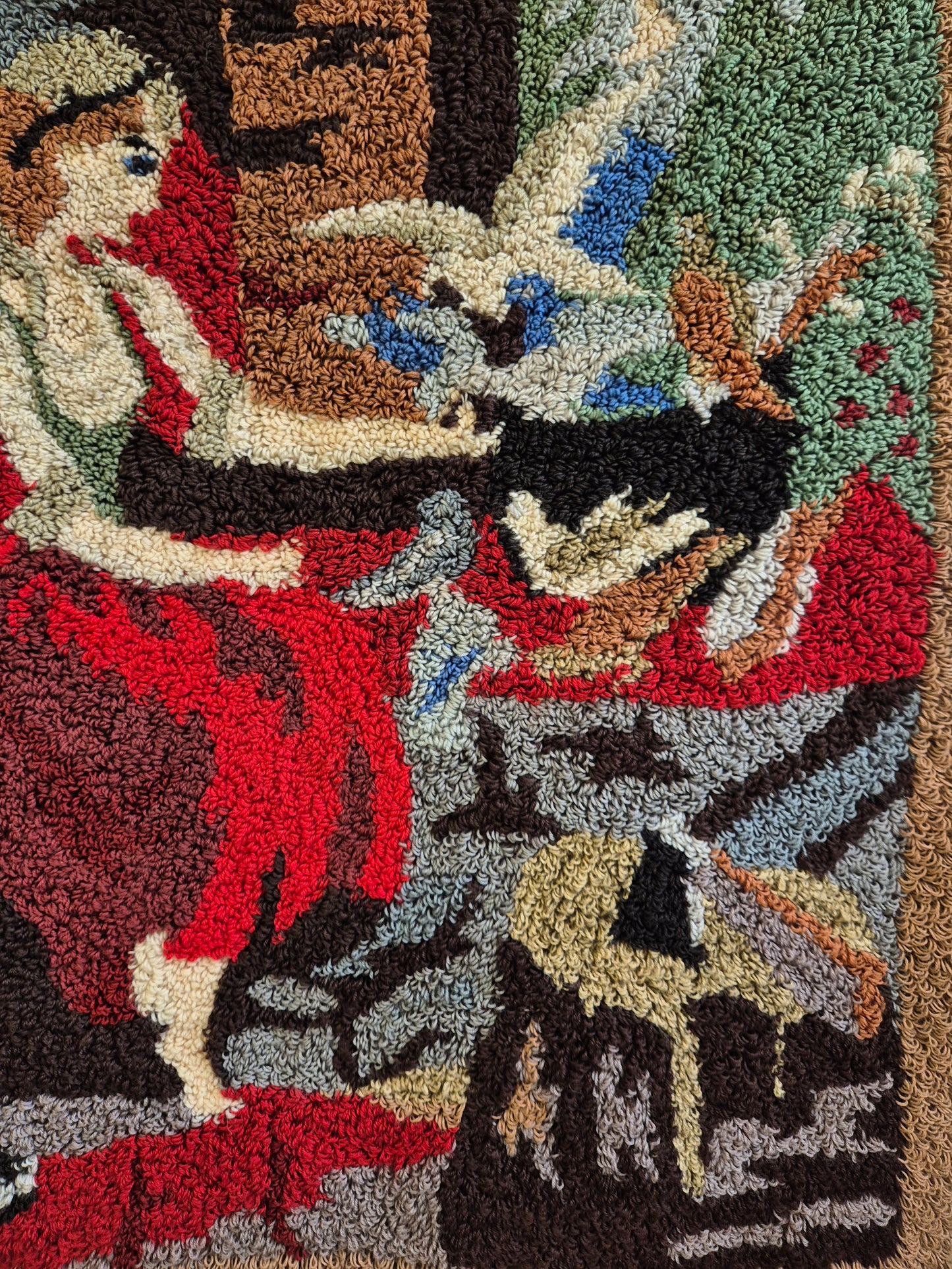Vintage Finnish Tuhkimo Ryijy Wall Hanging | Cinderella Wool Rug | 1970s Scandinavian Textile Art | 100 x 130 cm