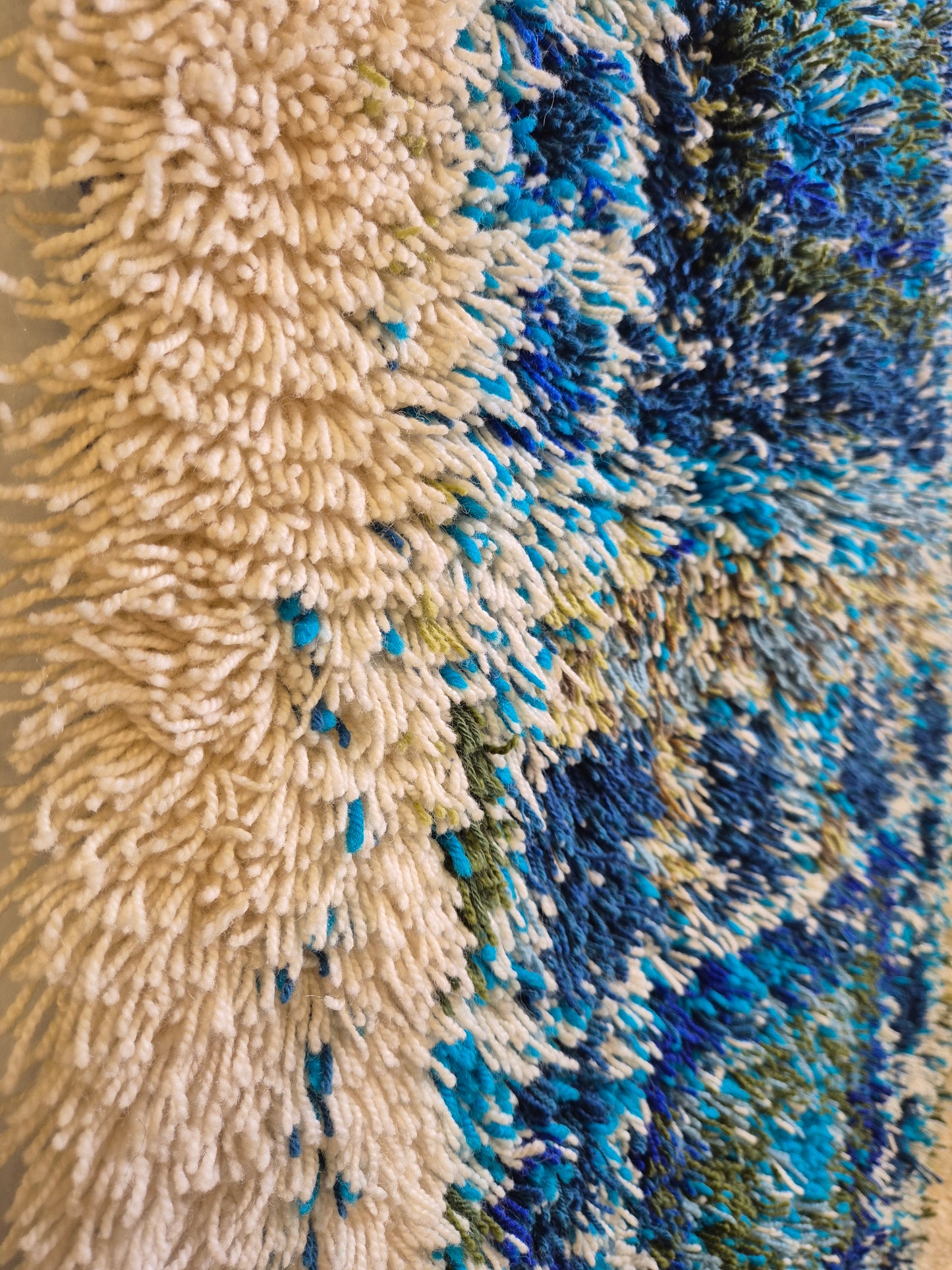 Terttu Tomero "Jäähinen" Ryijy | Finnish Mid-Century Wall Hanging | Blue Scandinavian Textile Art | 67 x 170 cm