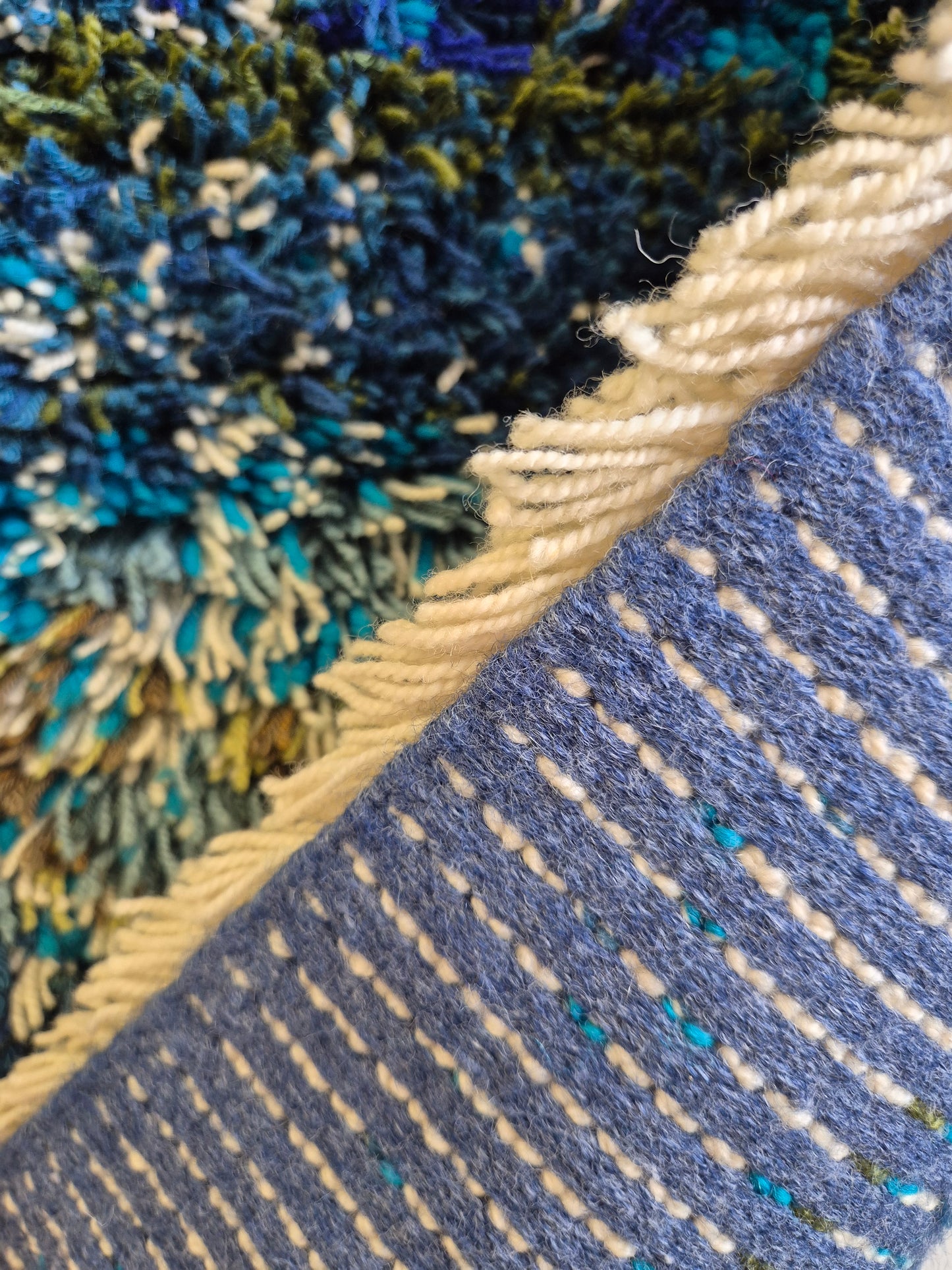 Terttu Tomero "Jäähinen" Ryijy | Finnish Mid-Century Wall Hanging | Blue Scandinavian Textile Art | 67 x 170 cm
