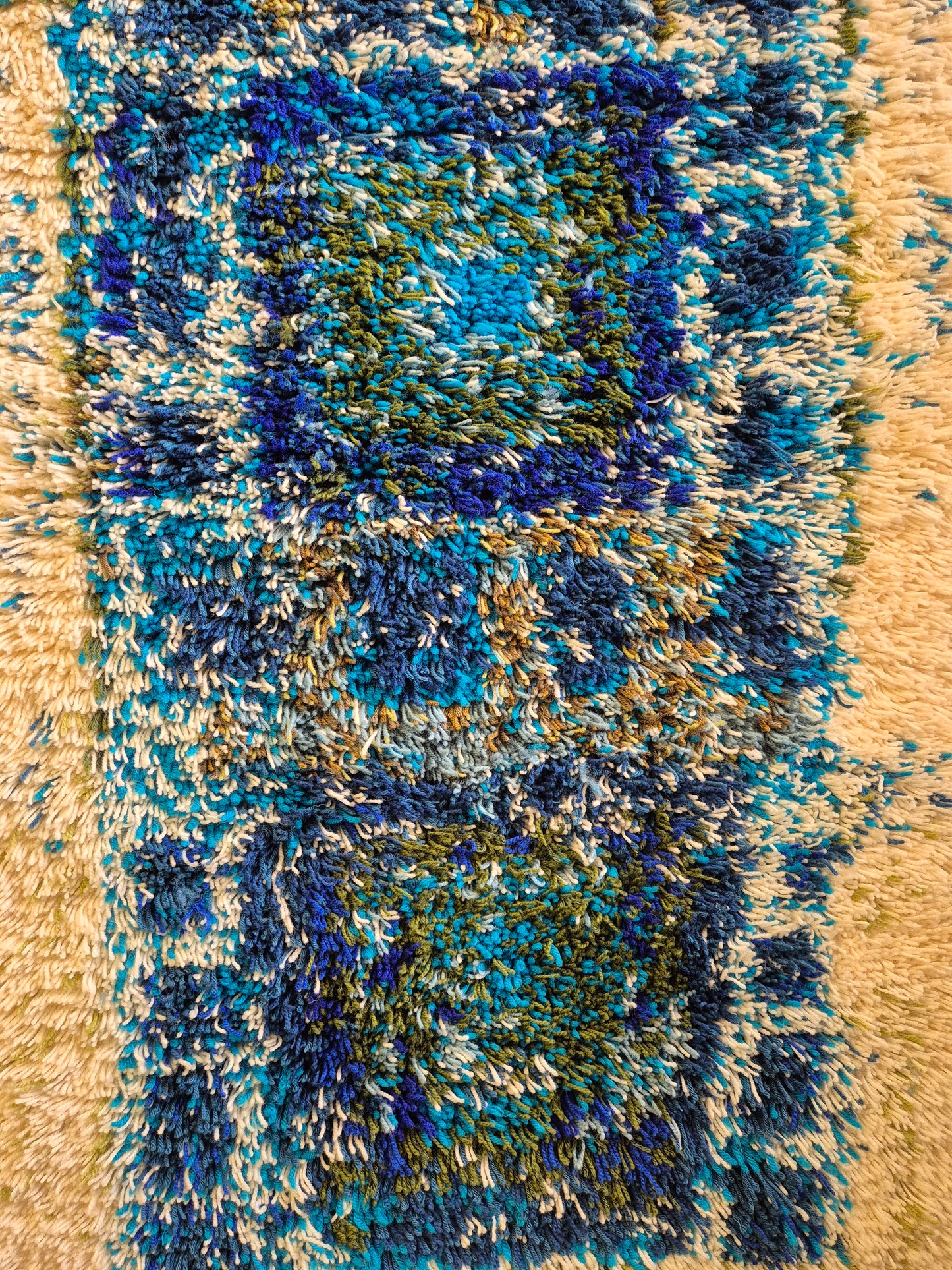 Terttu Tomero "Jäähinen" Ryijy | Finnish Mid-Century Wall Hanging | Blue Scandinavian Textile Art | 67 x 170 cm