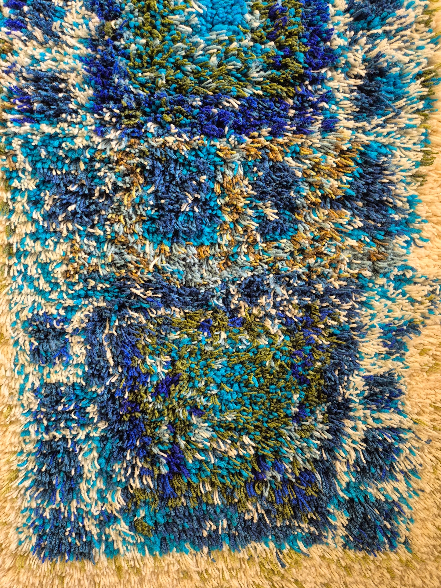 Terttu Tomero "Jäähinen" Ryijy | Finnish Mid-Century Wall Hanging | Blue Scandinavian Textile Art | 67 x 170 cm