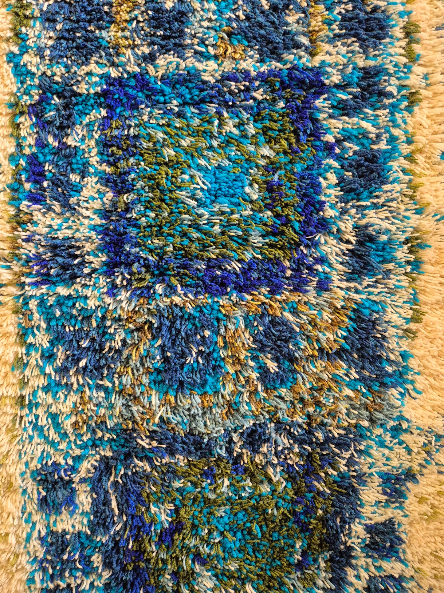 Terttu Tomero "Jäähinen" Ryijy | Finnish Mid-Century Wall Hanging | Blue Scandinavian Textile Art | 67 x 170 cm
