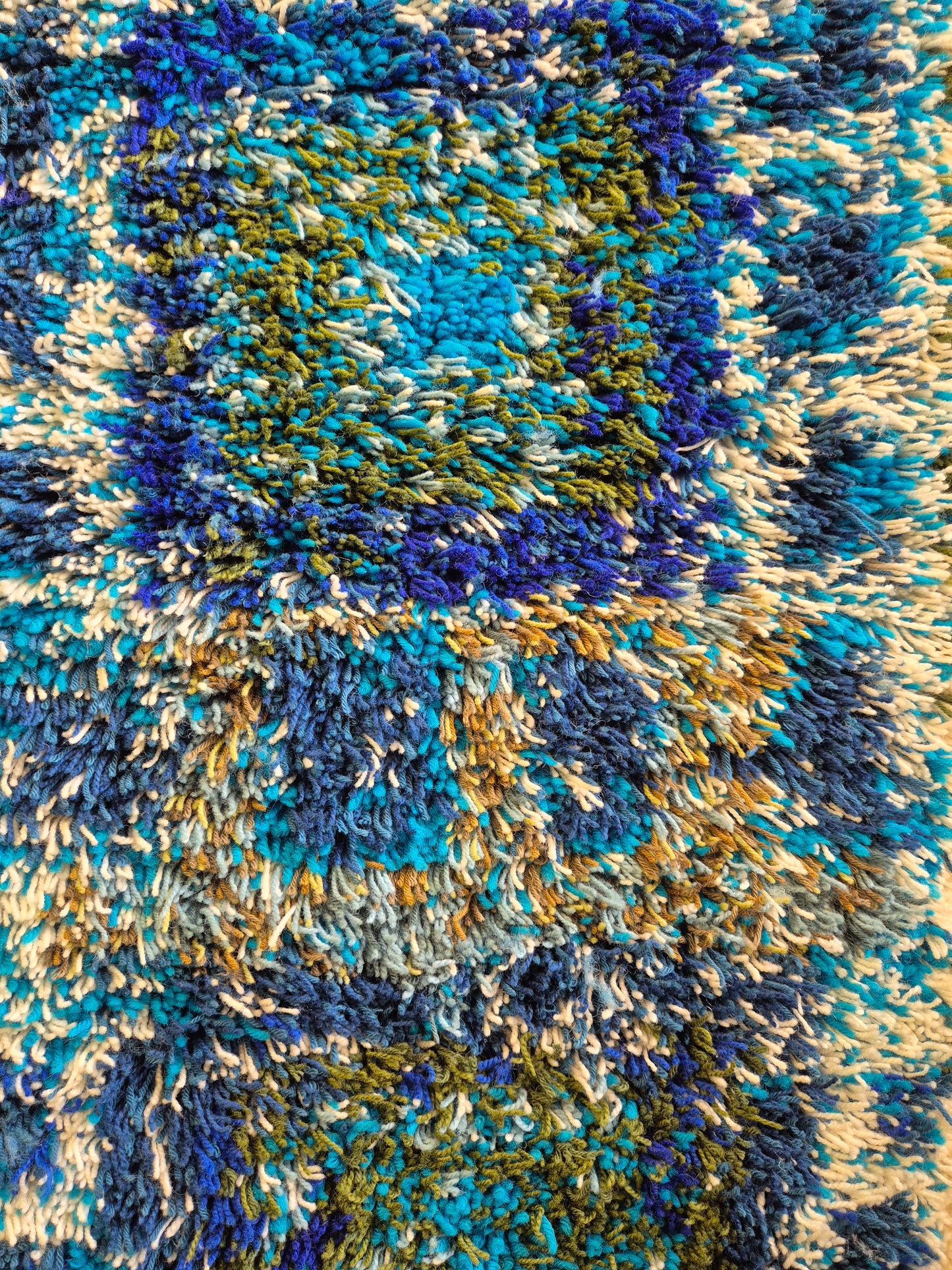 Terttu Tomero "Jäähinen" Ryijy | Finnish Mid-Century Wall Hanging | Blue Scandinavian Textile Art | 67 x 170 cm