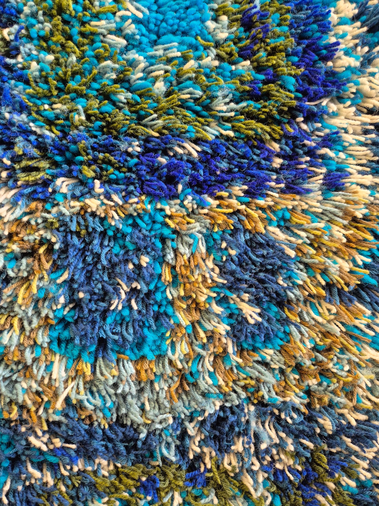 Terttu Tomero "Jäähinen" Ryijy | Finnish Mid-Century Wall Hanging | Blue Scandinavian Textile Art | 67 x 170 cm