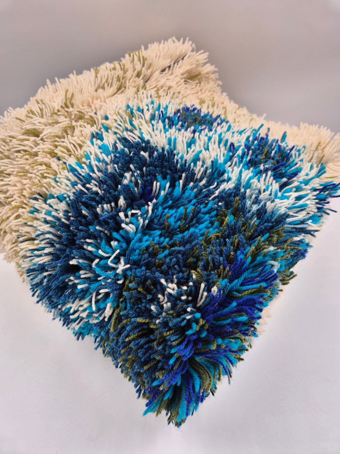 Terttu Tomero "Jäähinen" Ryijy | Finnish Mid-Century Wall Hanging | Blue Scandinavian Textile Art | 67 x 170 cm