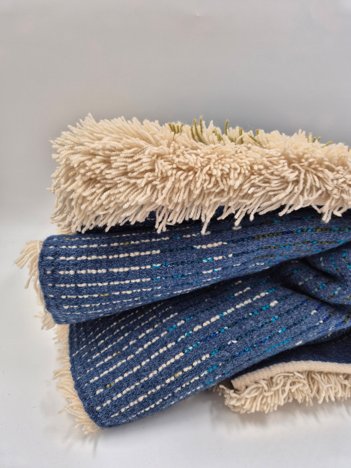 Terttu Tomero "Jäähinen" Ryijy | Finnish Mid-Century Wall Hanging | Blue Scandinavian Textile Art | 67 x 170 cm
