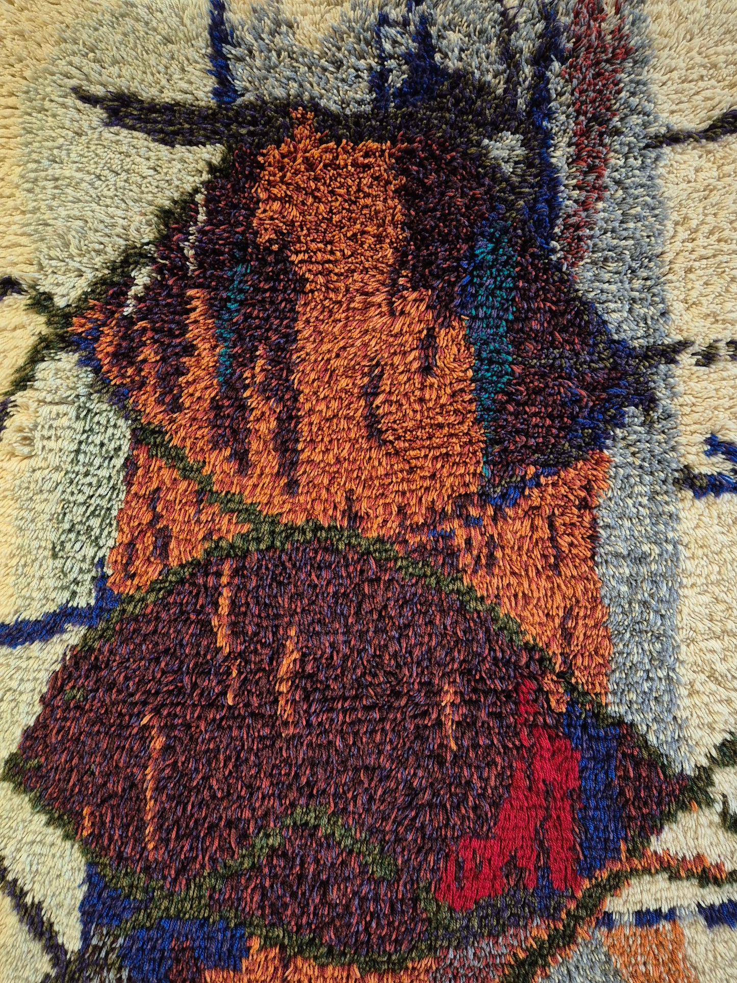 Tuula Saarenpää "Kuunkivet" Finnish Ryijy Wall Hanging – Vintage Scandinavian Wool Textile – 105 x 160 cm