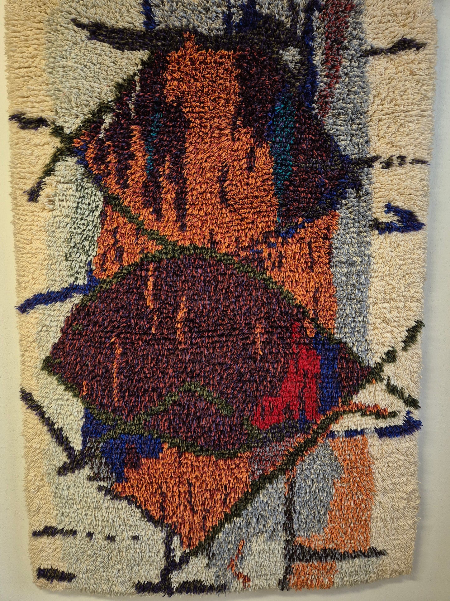 Tuula Saarenpää "Kuunkivet" Finnish Ryijy Wall Hanging – Vintage Scandinavian Wool Textile – 105 x 160 cm
