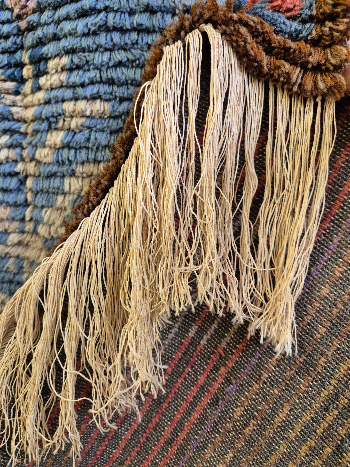 Antique Finnish Ryijy Rug 1931 | Handwoven Scandinavian Folk Art Textile | Large Vintage Wall Hanging 192x147 cm | Nordic Tapestry