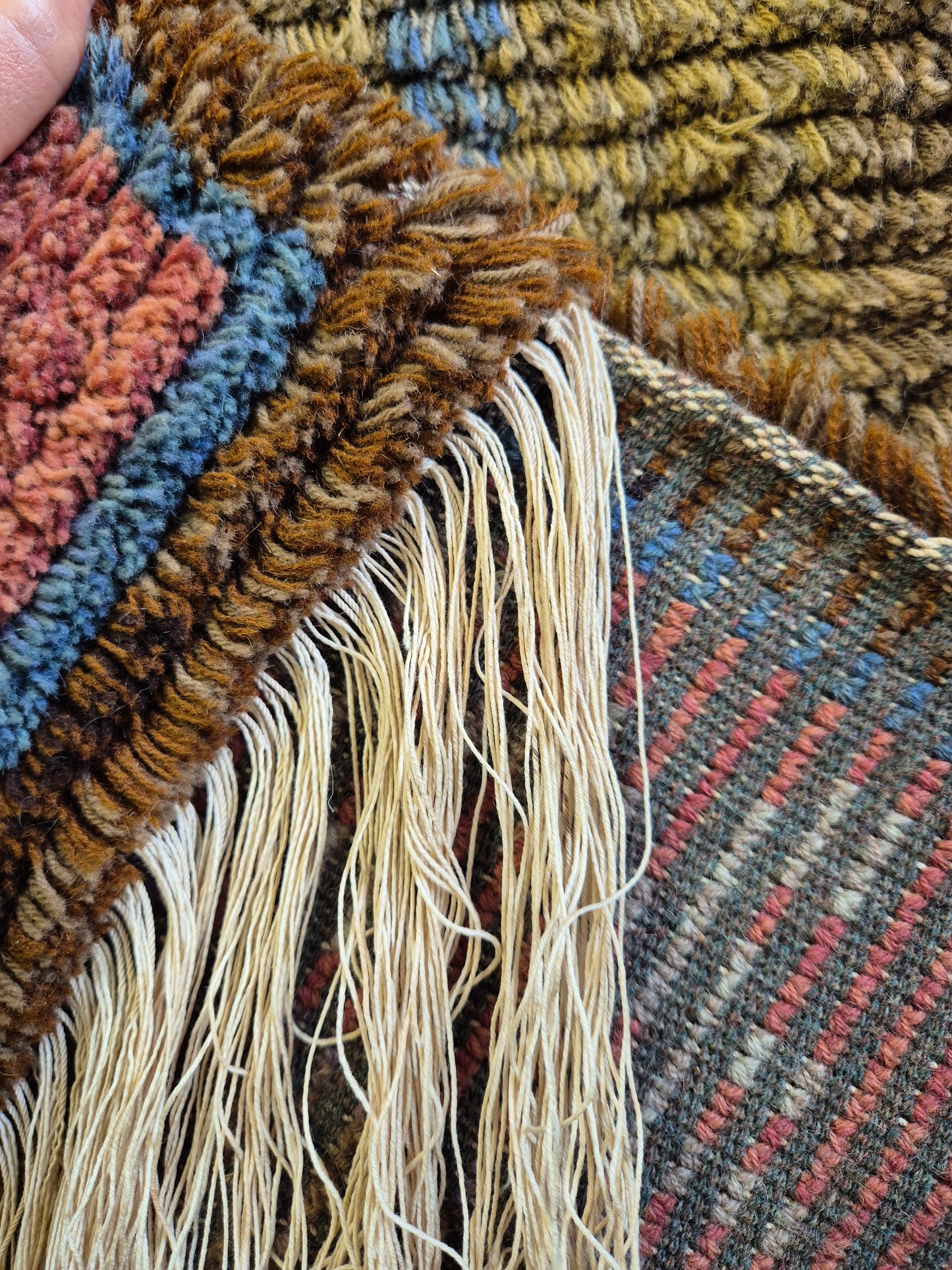Antique Finnish Ryijy Rug 1931 | Handwoven Scandinavian Folk Art Textile | Large Vintage Wall Hanging 192x147 cm | Nordic Tapestry