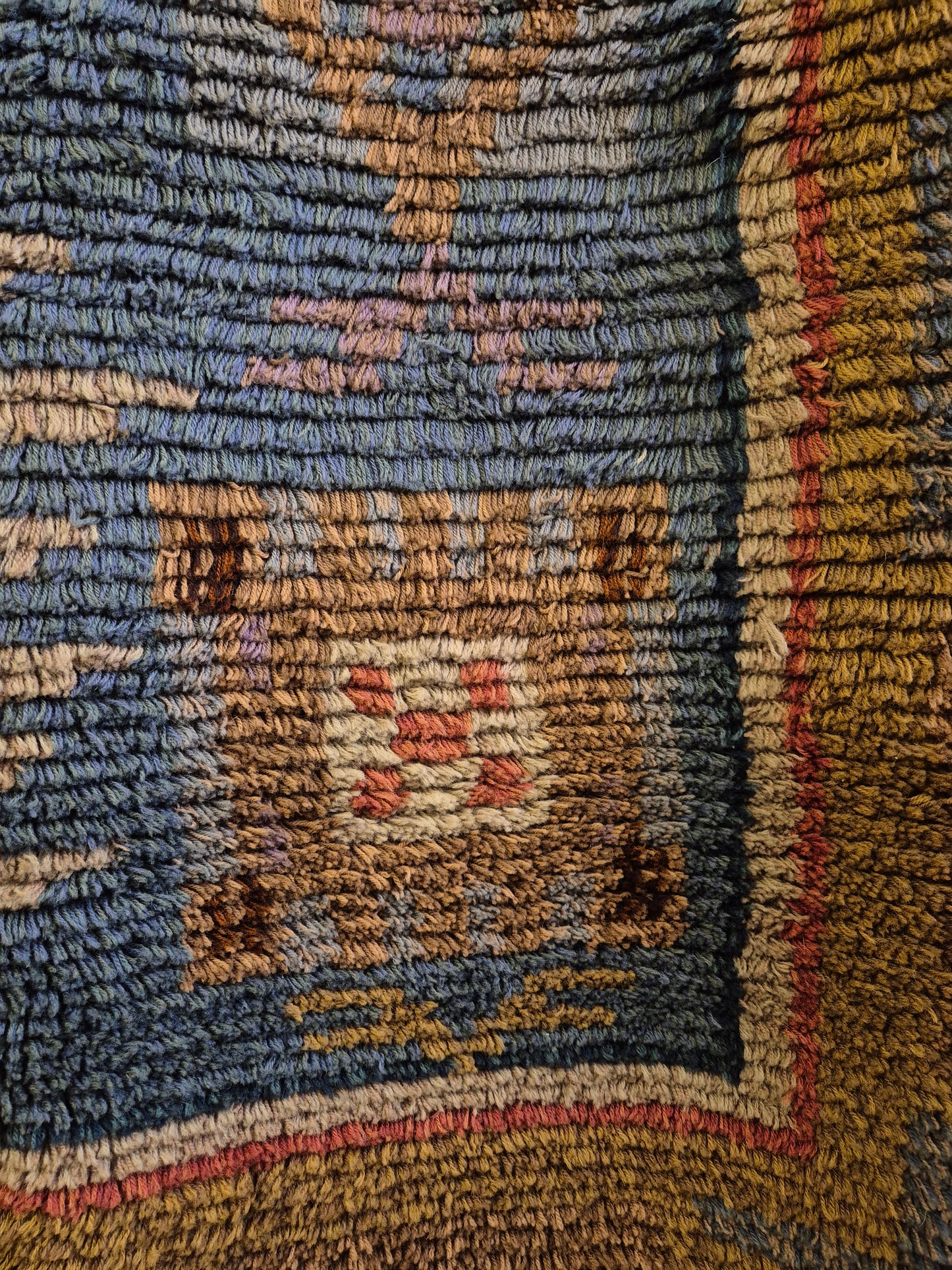 Antique Finnish Ryijy Rug 1931 | Handwoven Scandinavian Folk Art Textile | Large Vintage Wall Hanging 192x147 cm | Nordic Tapestry