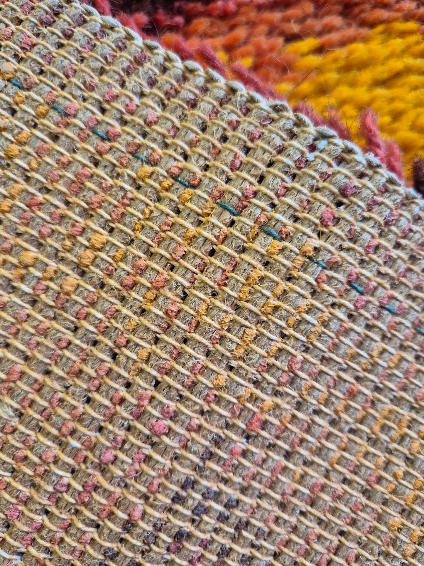 Vintage Finnish Ryijy Rug 70x125 cm | 1970s Scandinavian Shag Rug | Orange Brown Wall Hanging | Mid Century Nordic Textile