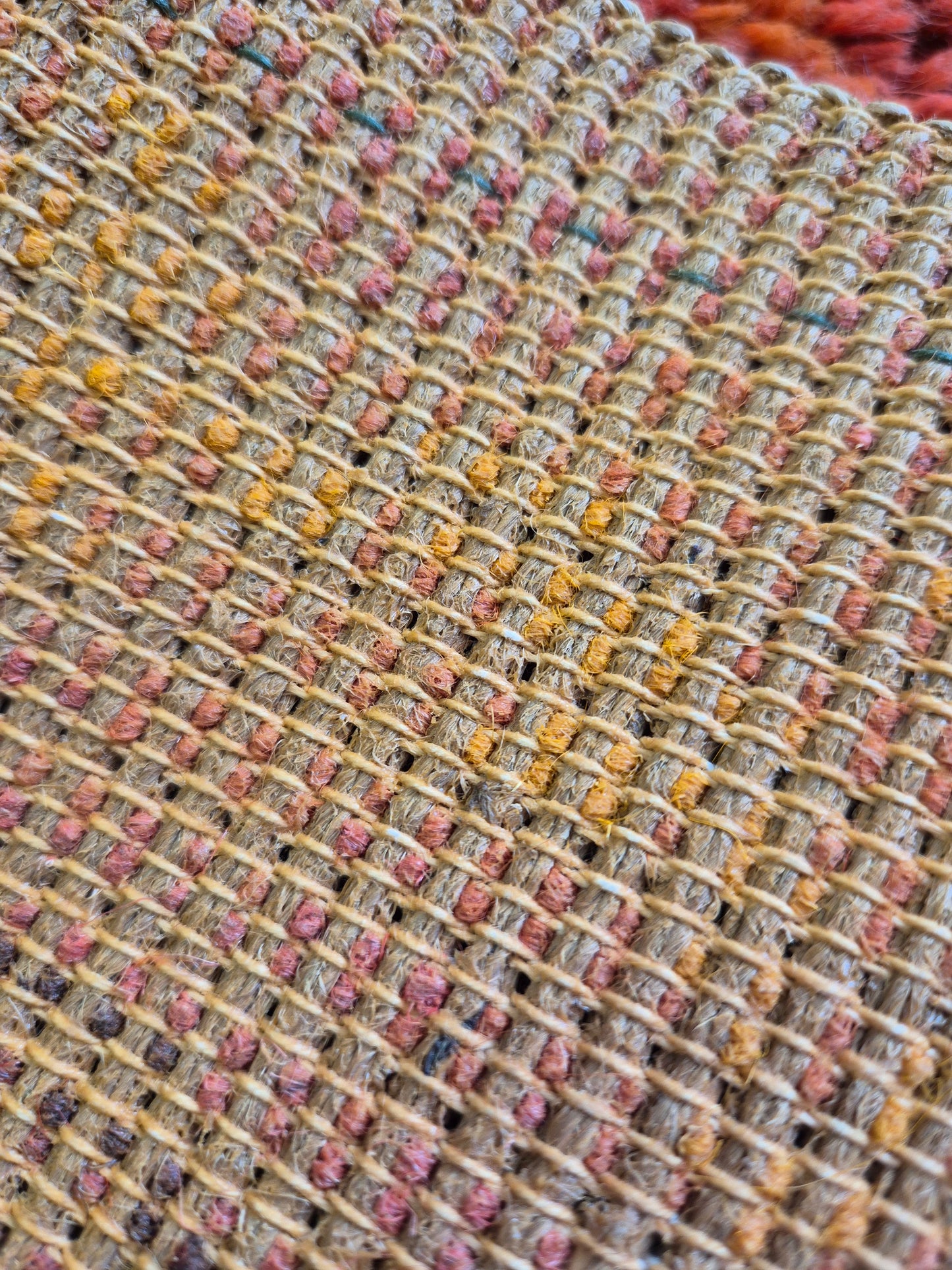 Vintage Finnish Ryijy Rug 70x125 cm | 1970s Scandinavian Shag Rug | Orange Brown Wall Hanging | Mid Century Nordic Textile
