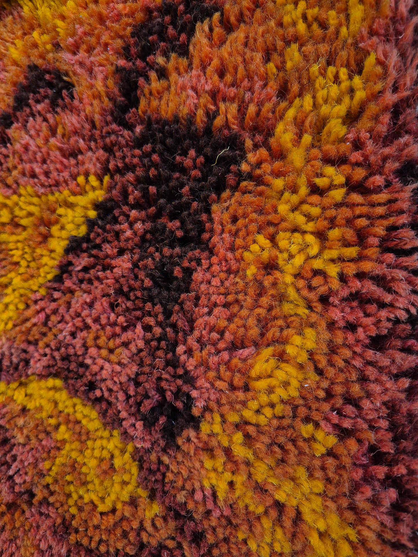 Vintage Finnish Ryijy Rug 70x125 cm | 1970s Scandinavian Shag Rug | Orange Brown Wall Hanging | Mid Century Nordic Textile