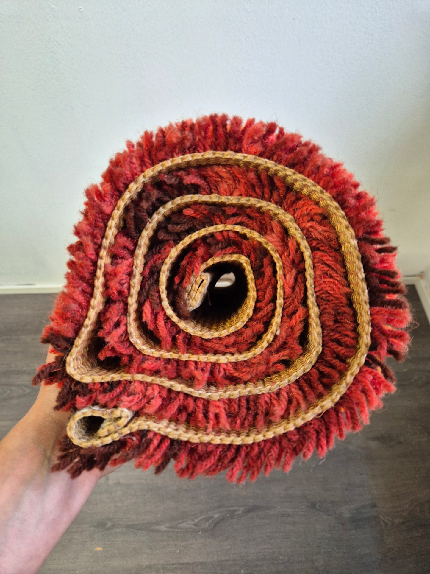Vintage Finnish Ryijy Rug 70x125 cm | 1970s Scandinavian Shag Rug | Orange Brown Wall Hanging | Mid Century Nordic Textile