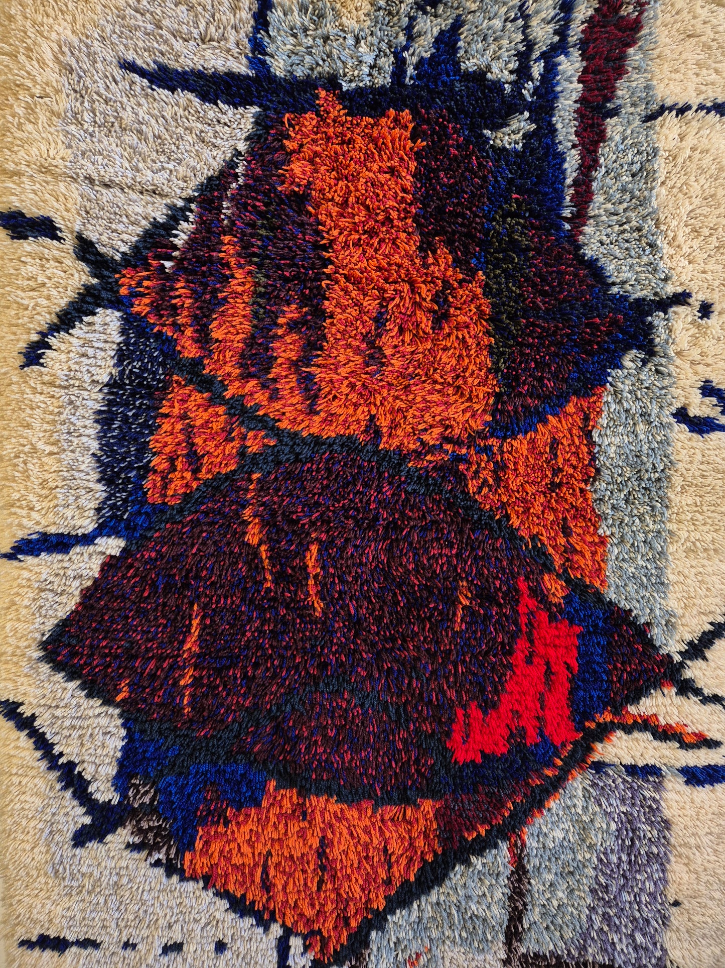 Vintage Kuunkivet Ryijy Wall Rug by Tuula Saarenpää | Finnish Handwoven Wool Tapestry | 1960s 1970s Scandinavian Textile