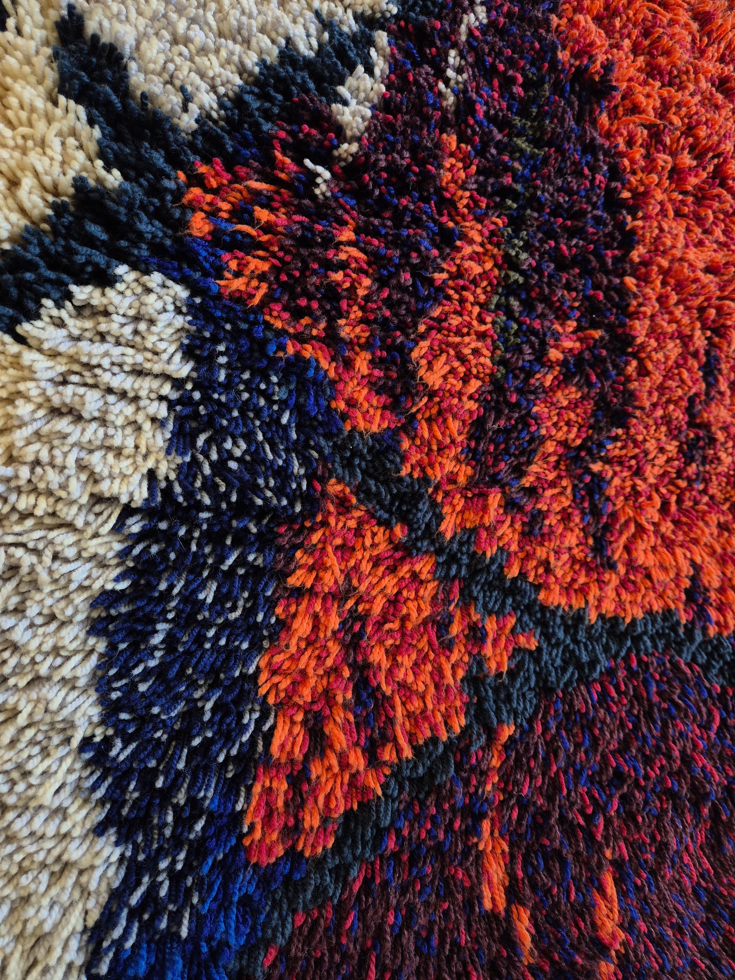 Vintage Kuunkivet Ryijy Wall Rug by Tuula Saarenpää | Finnish Handwoven Wool Tapestry | 1960s 1970s Scandinavian Textile