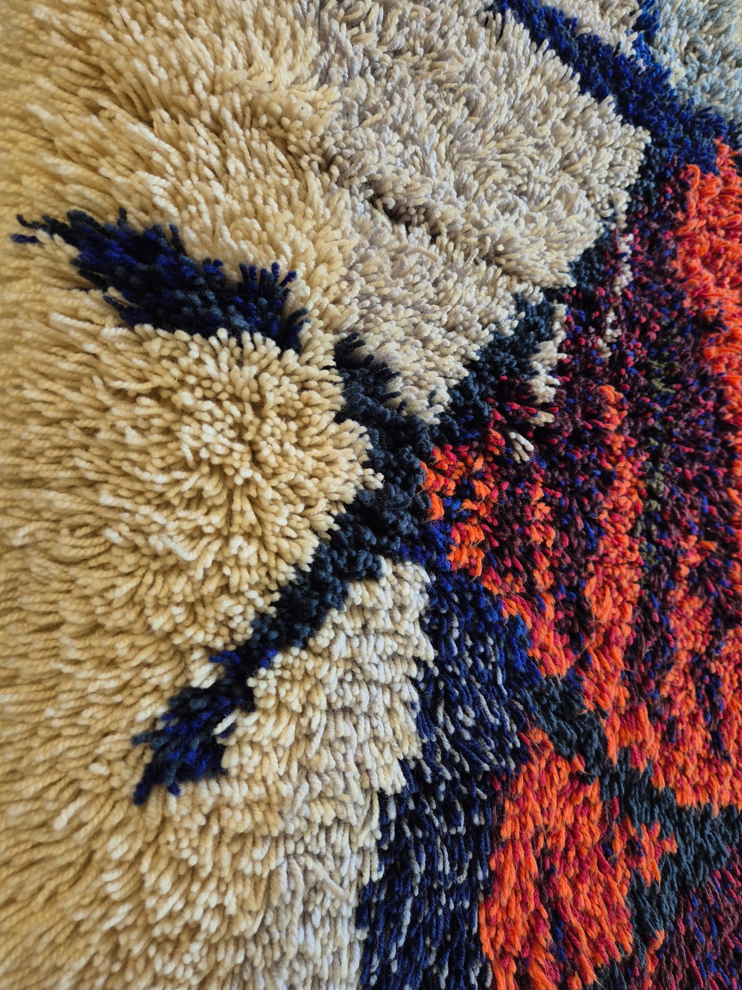 Vintage Kuunkivet Ryijy Wall Rug by Tuula Saarenpää | Finnish Handwoven Wool Tapestry | 1960s 1970s Scandinavian Textile
