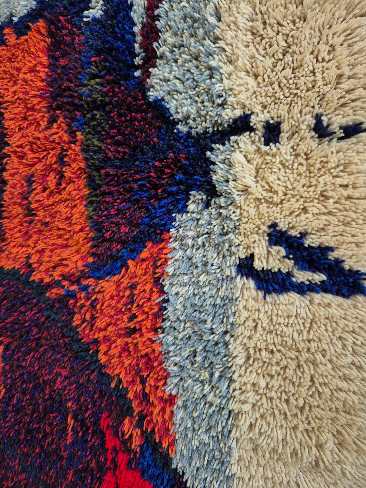 Vintage Kuunkivet Ryijy Wall Rug by Tuula Saarenpää | Finnish Handwoven Wool Tapestry | 1960s 1970s Scandinavian Textile