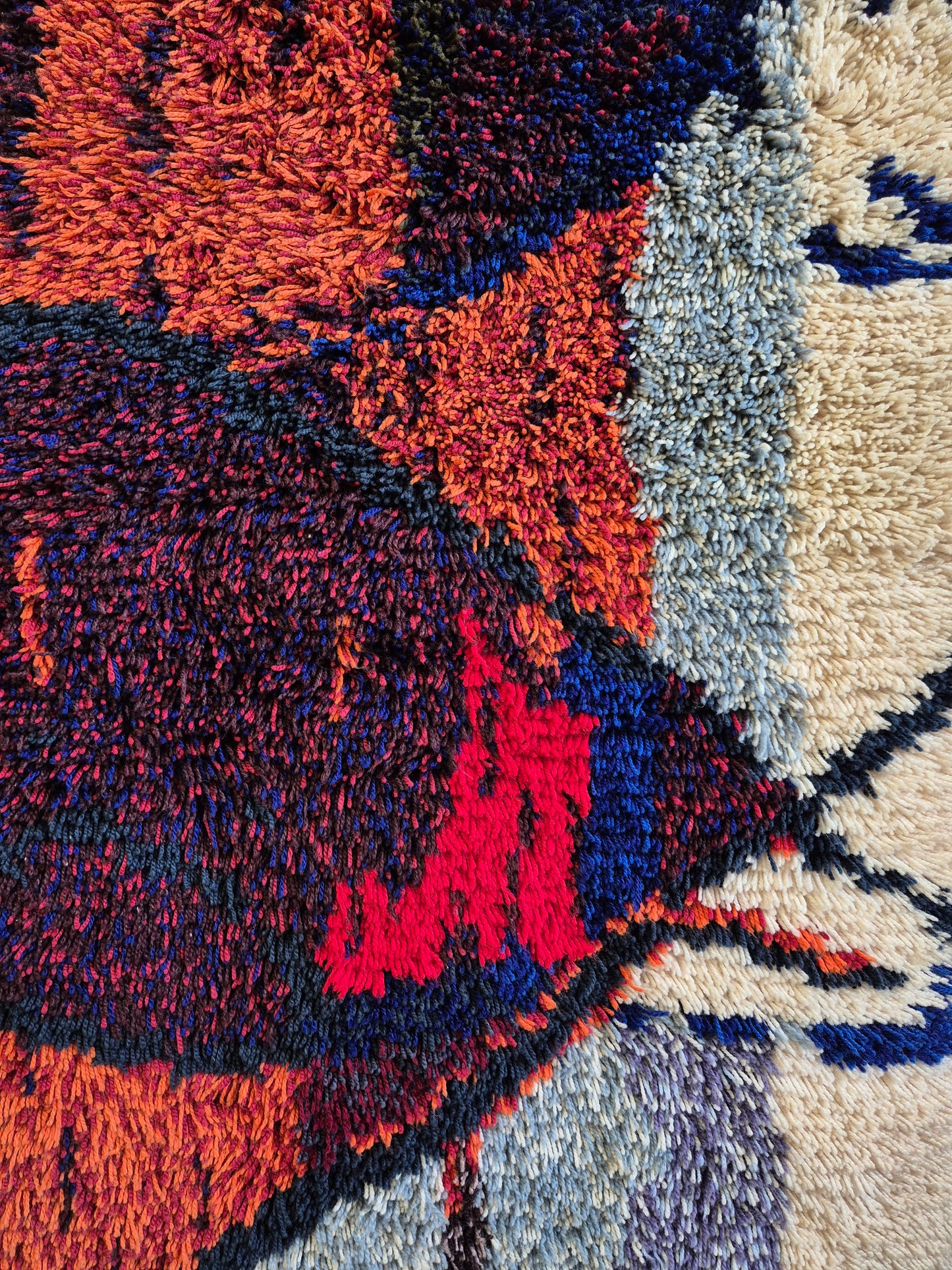 Vintage Kuunkivet Ryijy Wall Rug by Tuula Saarenpää | Finnish Handwoven Wool Tapestry | 1960s 1970s Scandinavian Textile