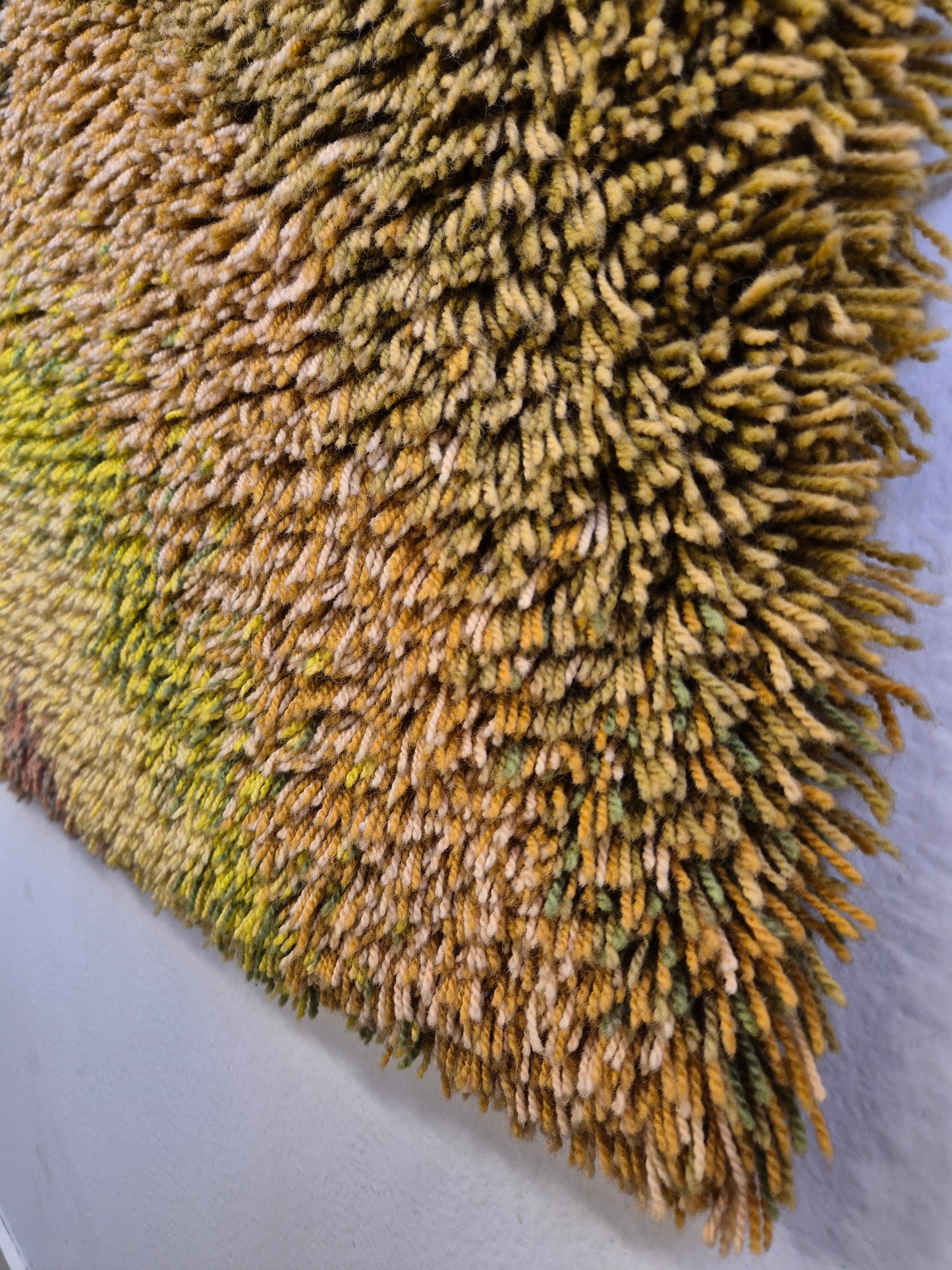 Vintage Finnish Ryijy Wall Hanging 100 x 150 cm | Handmade Wool Tapestry | Abstract Orange & Green Textile Art | Scandinavian Fiber Art