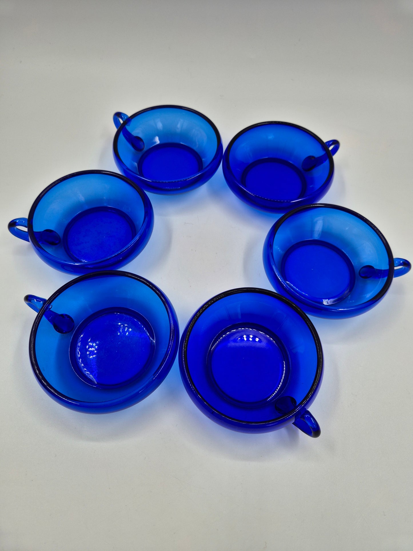 Set of 6 Vintage Kumela Blue Glass Dessert Bowls | Sirkka-Liisa Kumela-Lehtonen | Finnish Art Glass Dessert Cups | 1960s–1970s