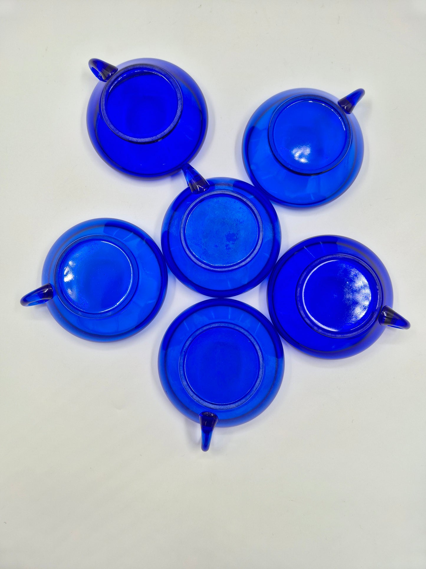 Set of 6 Vintage Kumela Blue Glass Dessert Bowls | Sirkka-Liisa Kumela-Lehtonen | Finnish Art Glass Dessert Cups | 1960s–1970s