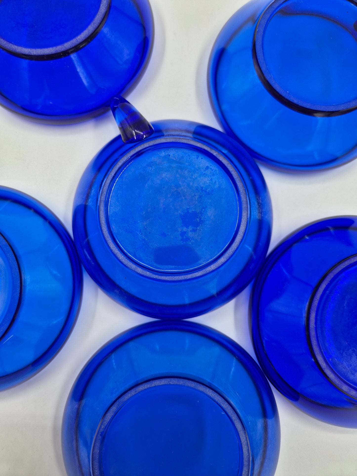 Set of 6 Vintage Kumela Blue Glass Dessert Bowls | Sirkka-Liisa Kumela-Lehtonen | Finnish Art Glass Dessert Cups | 1960s–1970s