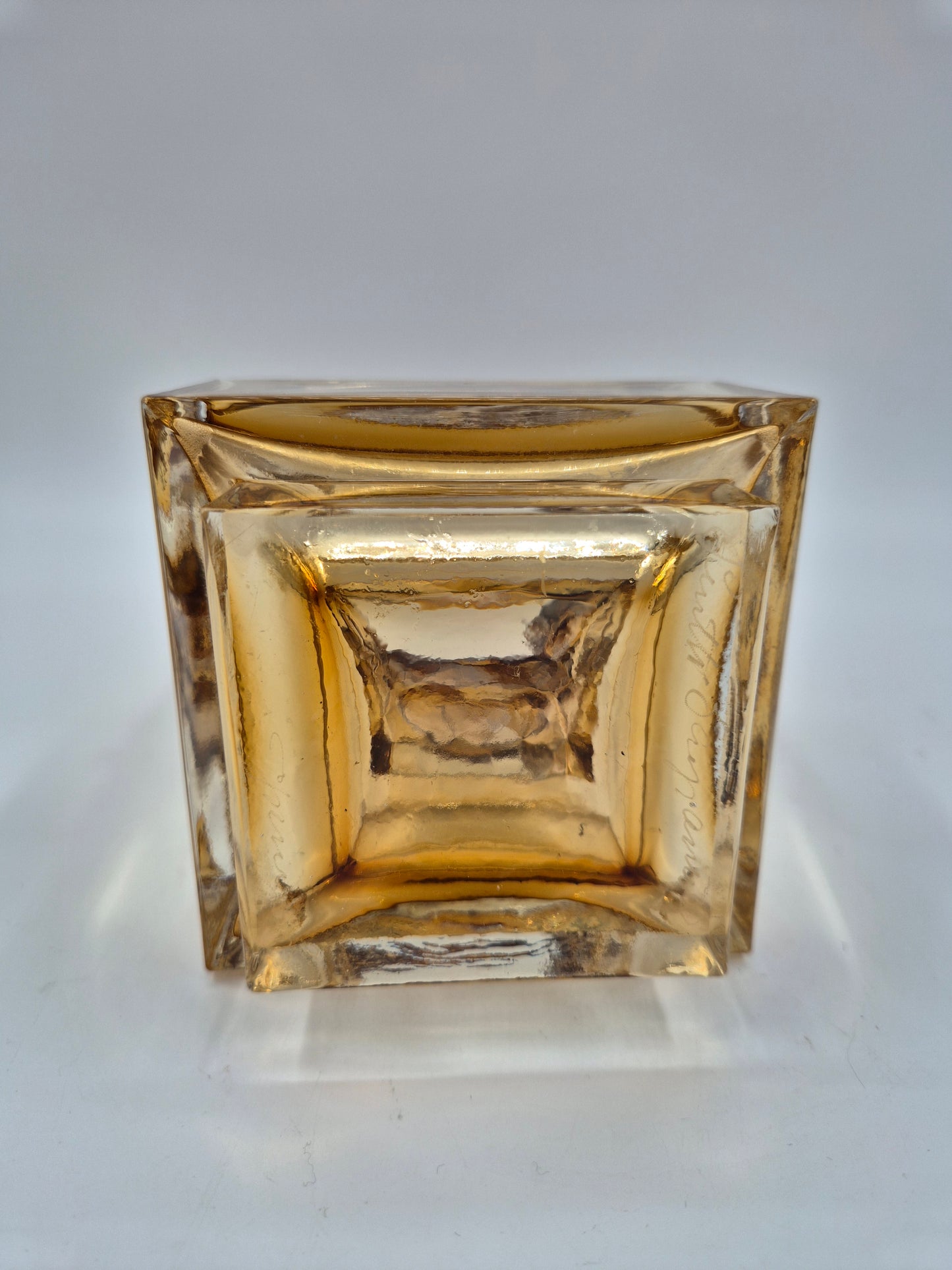 Vintage Pentti Sarpaneva for Kumela Finland Honey Yellow Art Glass Vase with Bronze Rim | Mid-Century Modern Scandinavian Design | Amber Crystal Vase
