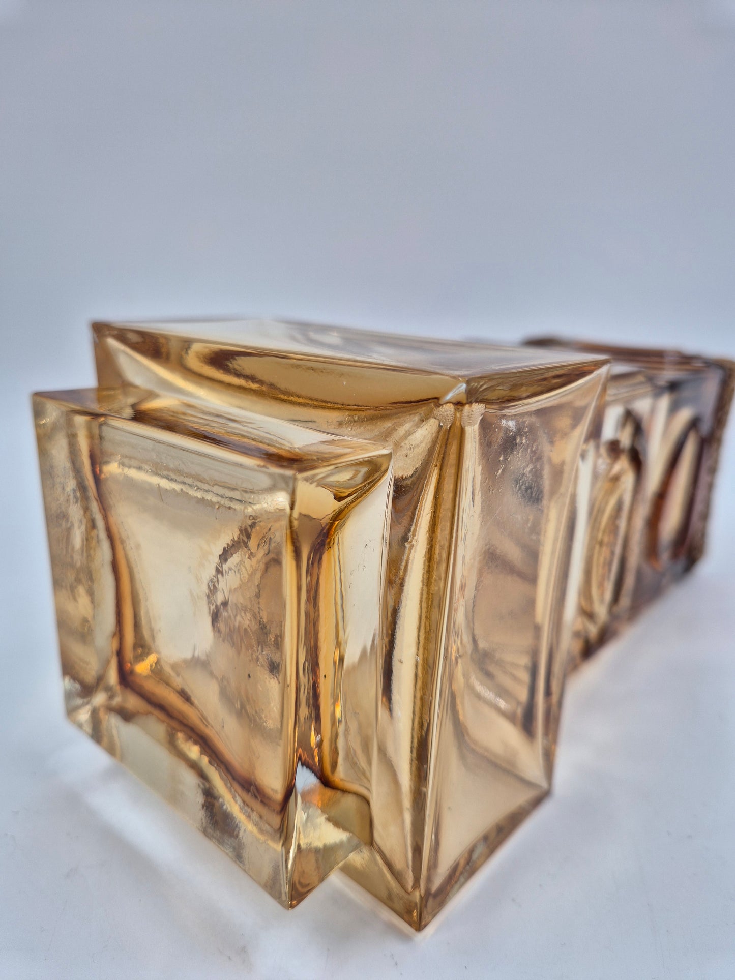 Vintage Pentti Sarpaneva for Kumela Finland Honey Yellow Art Glass Vase with Bronze Rim | Mid-Century Modern Scandinavian Design | Amber Crystal Vase