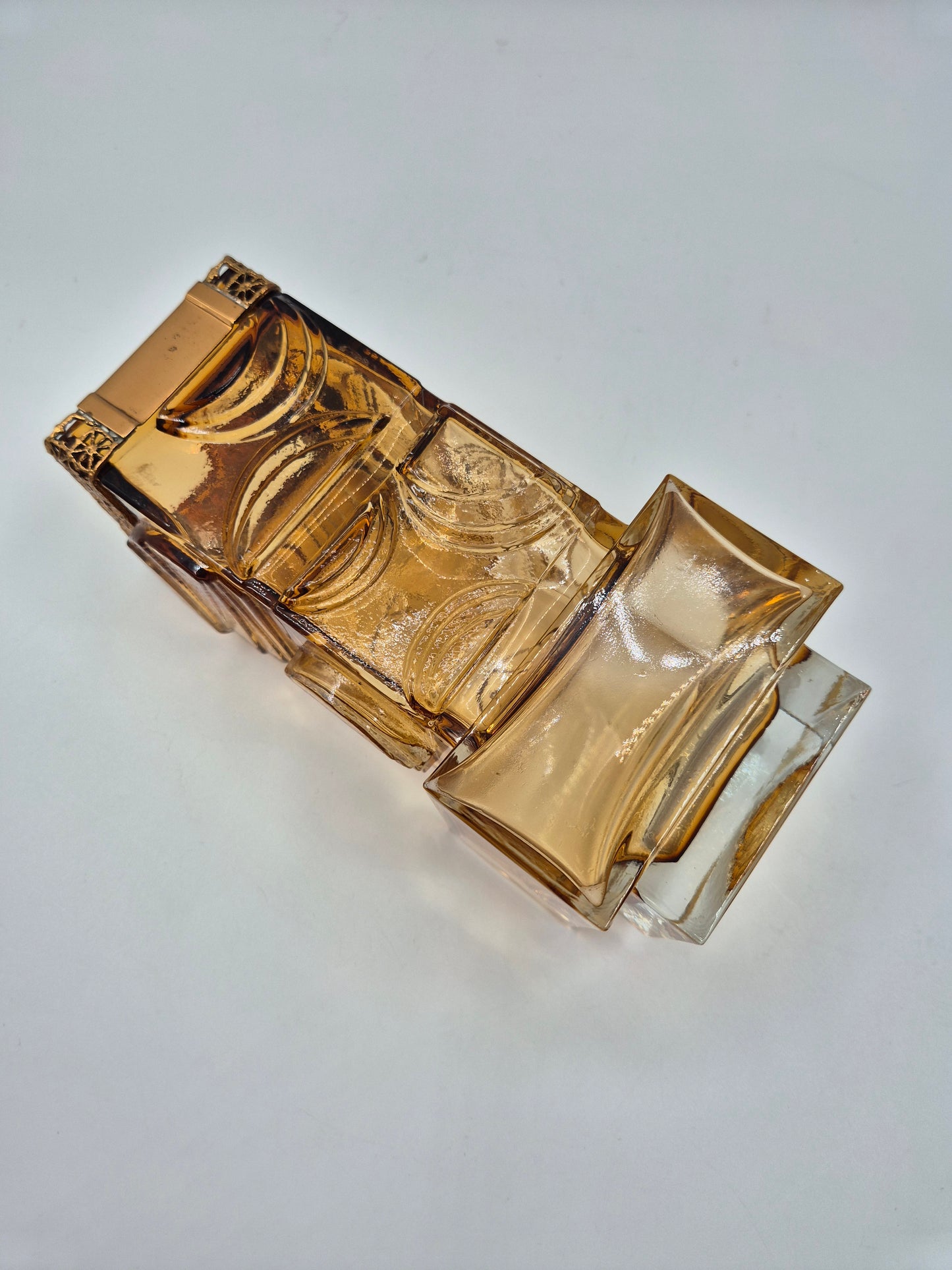 Vintage Pentti Sarpaneva for Kumela Finland Honey Yellow Art Glass Vase with Bronze Rim | Mid-Century Modern Scandinavian Design | Amber Crystal Vase