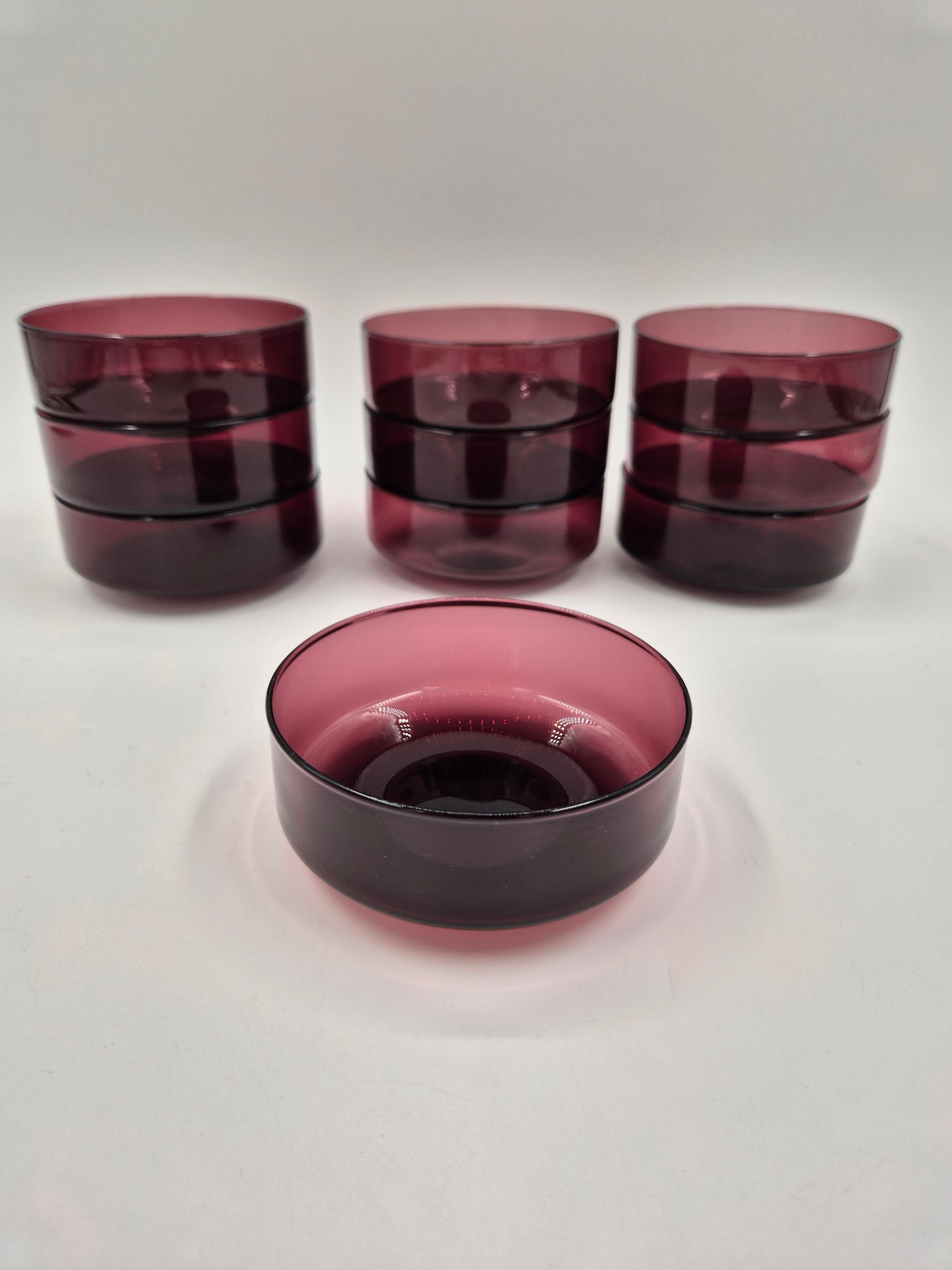 Iittala I-307 Dessert Bowls Set of 10 | Timo Sarpaneva Amethyst Purple Glass Bowls | Finnish Vintage Glass 1958–1970