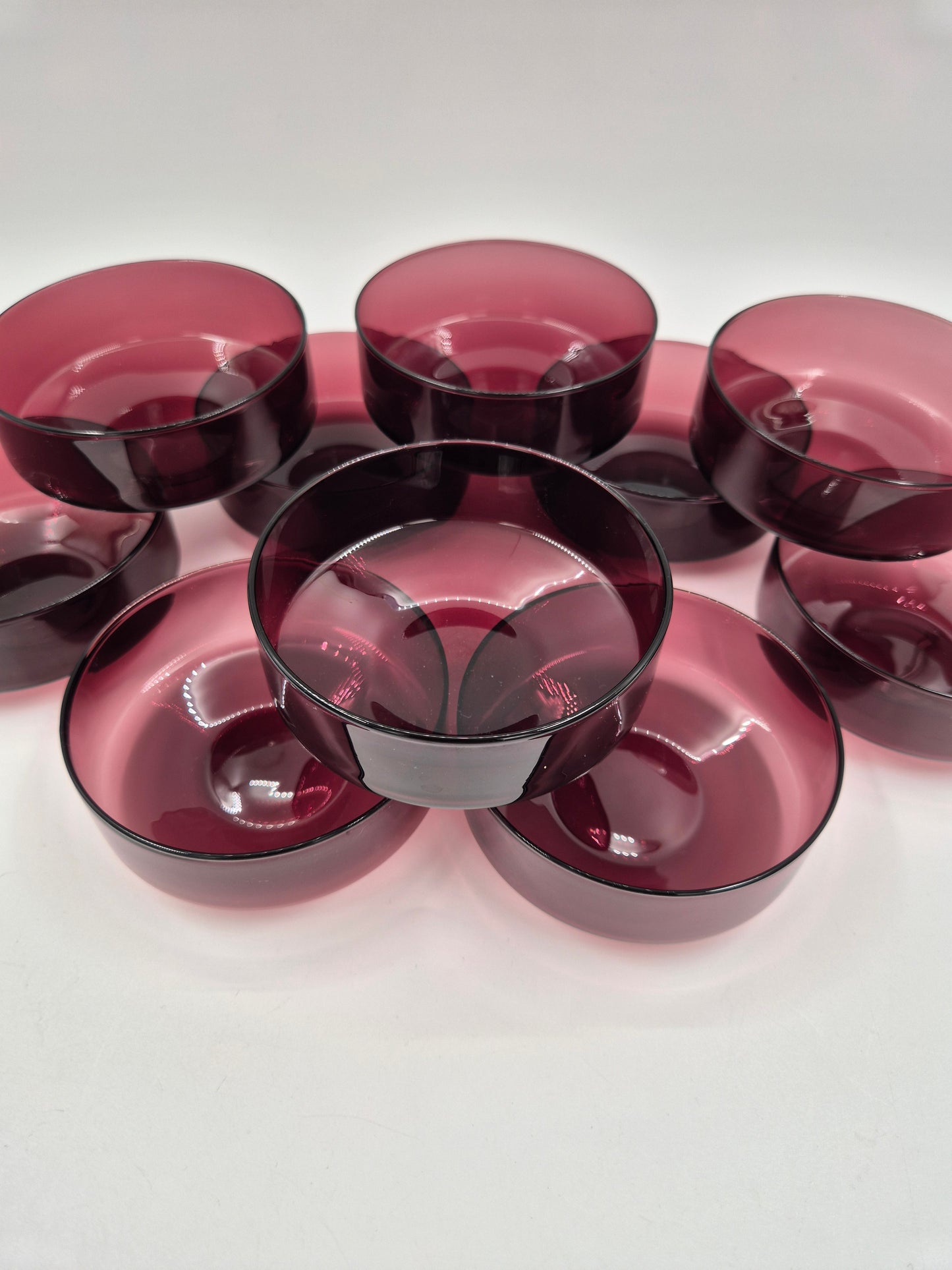 Iittala I-307 Dessert Bowls Set of 10 | Timo Sarpaneva Amethyst Purple Glass Bowls | Finnish Vintage Glass 1958–1970