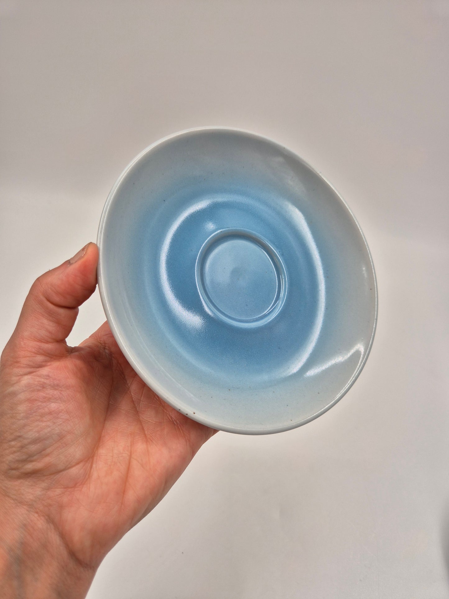 Vintage Pentik Salvia Coffee Cup & Saucer | Finnish Stoneware | Light Blue Gradient | Nordic Scandinavian Pottery | Made in Finland