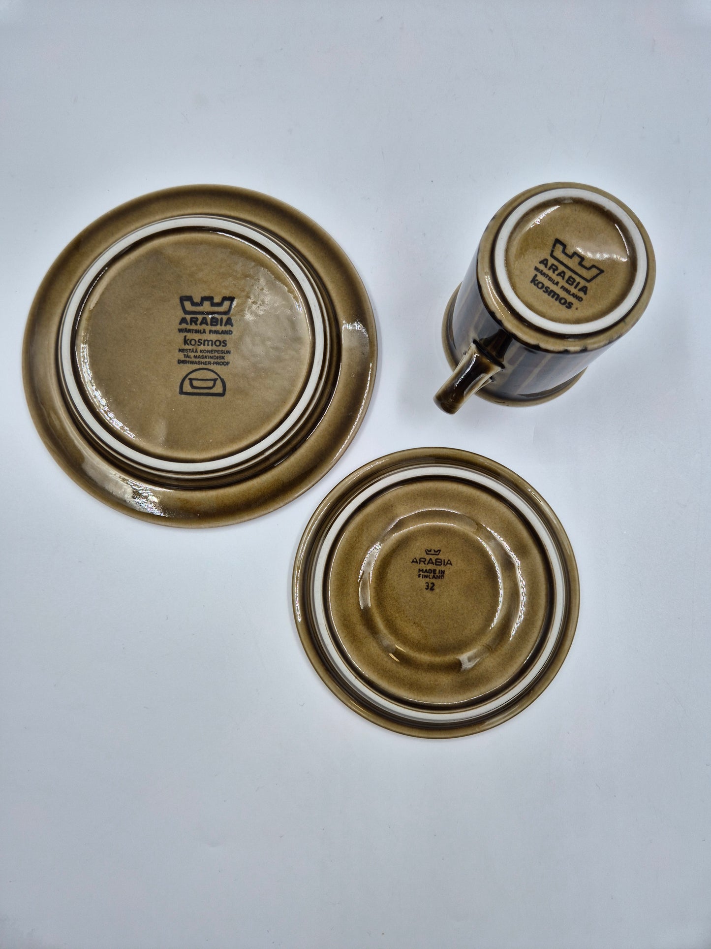 Arabia Kosmos Coffee Cup Set | Ulla Procopé & Gunvor Olin-Grönqvist | Finnish Vintage Stoneware