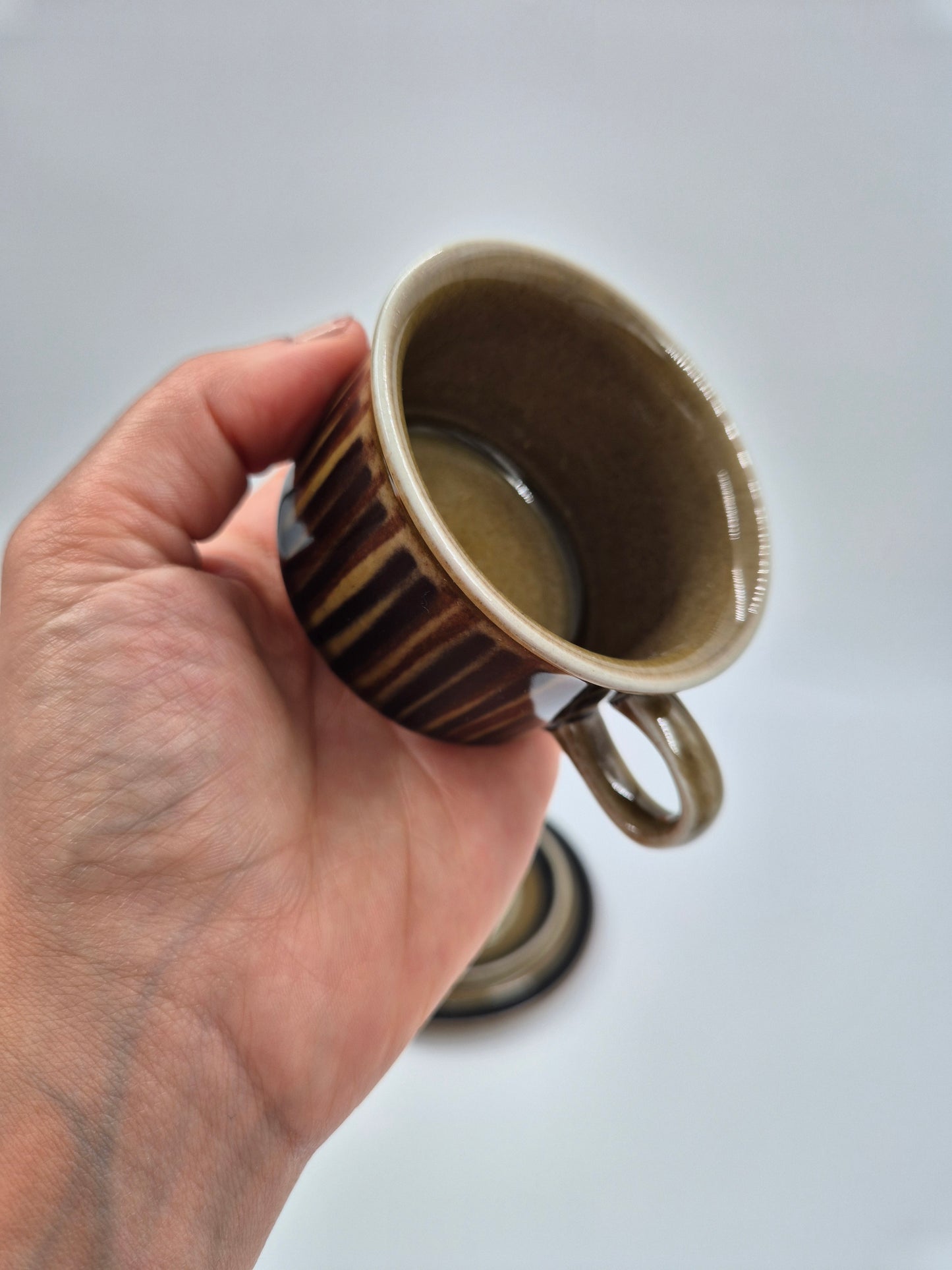 Arabia Kosmos Mokka Cup Set – Coffee Cup, Saucer & Dessert Plate – Gunvor Olin-Grönqvist – Finnish Vintage Stoneware