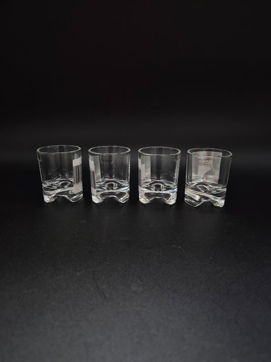 Set of 4 Arabia Sampo Schnapps Glasses Heikki Orvola, Finnish Vintage Glassware, 1960s