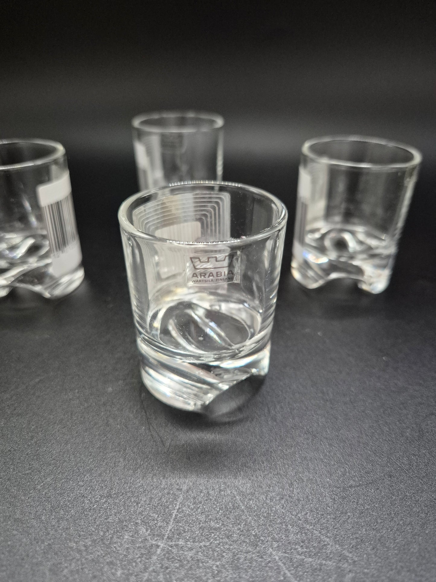 Set of 4 Arabia Sampo Schnapps Glasses Heikki Orvola, Finnish Vintage Glassware, 1960s