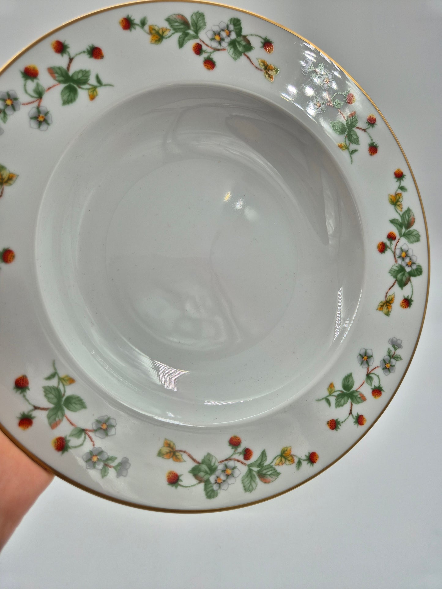 Set of 6 Christineholm Smultron Soup Plates 23 cm | Wild Strawberry Pattern | Scandinavian Tableware