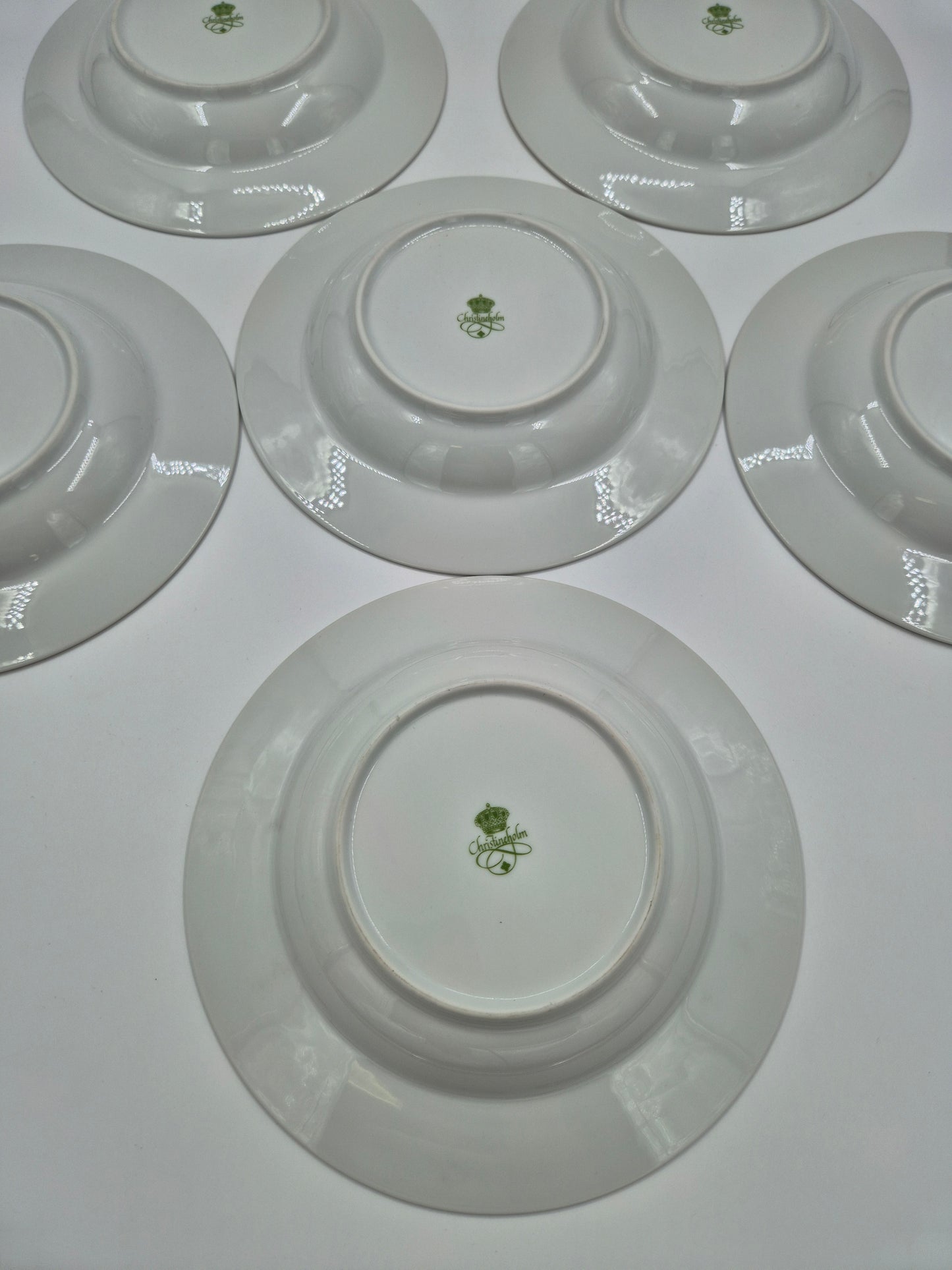 Set of 6 Christineholm Smultron Soup Plates 23 cm | Wild Strawberry Pattern | Scandinavian Tableware