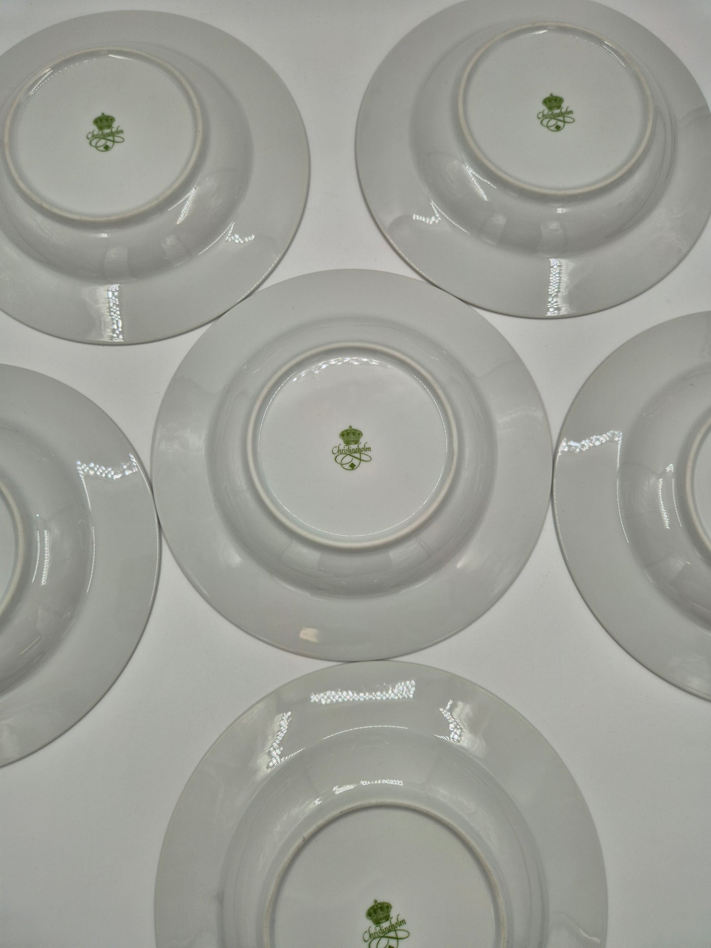 Set of 6 Christineholm Smultron Soup Plates 23 cm | Wild Strawberry Pattern | Scandinavian Tableware