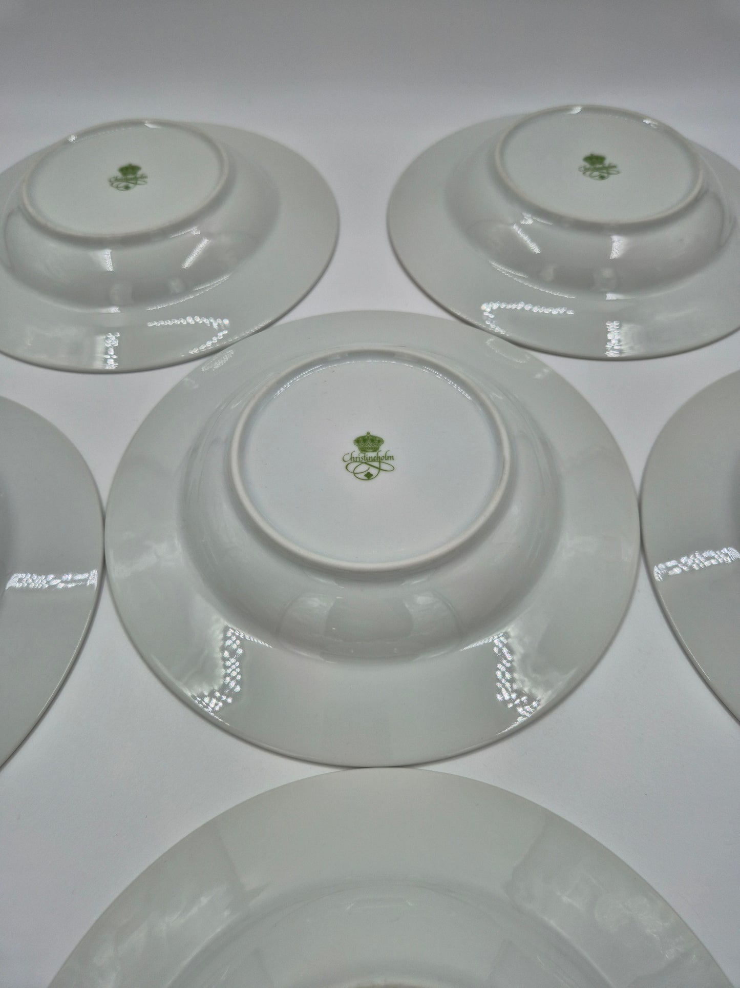 Set of 6 Christineholm Smultron Soup Plates 23 cm | Wild Strawberry Pattern | Scandinavian Tableware